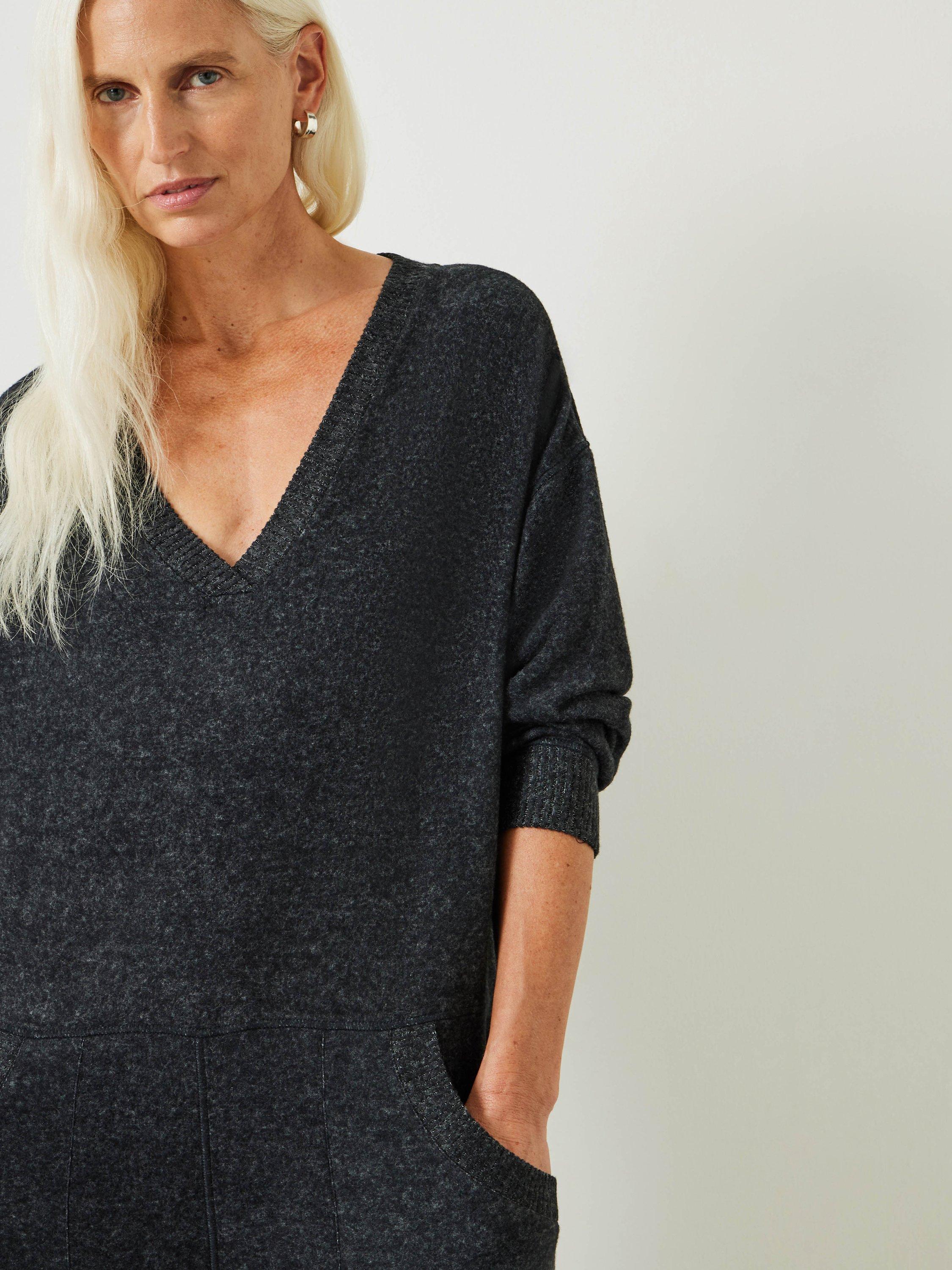 Product image 5 of 5, which shows HUSH Elle Oversized Fleece Onesie, Charcoal Marl, XXS
