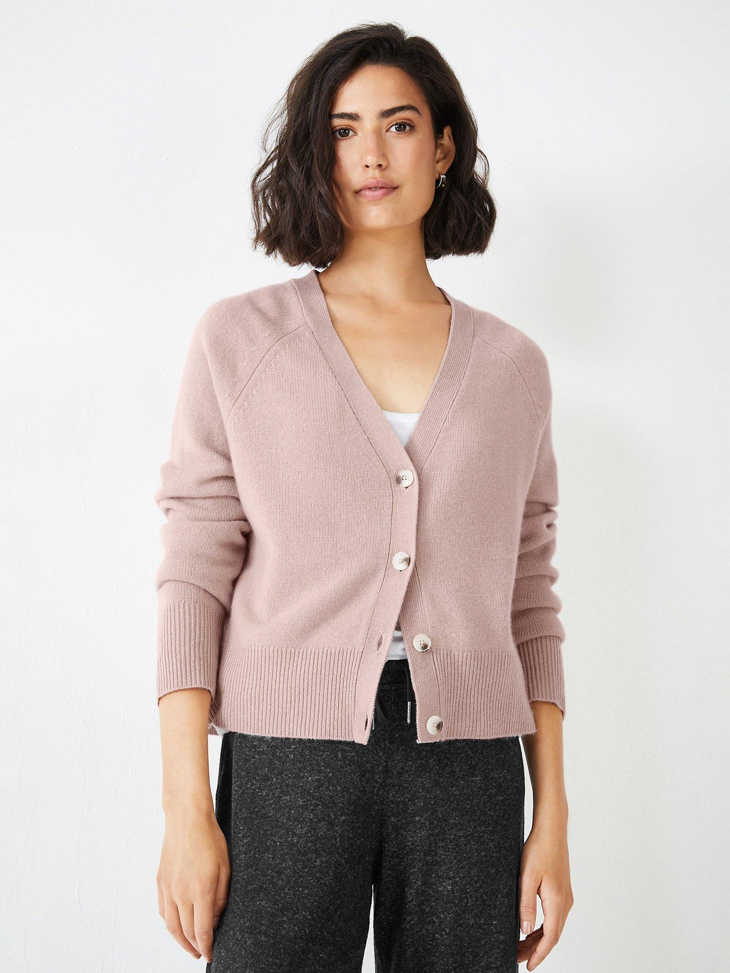 HUSH Petra Organic Cashmere Knit Lounge Cardigan, Soft Blush