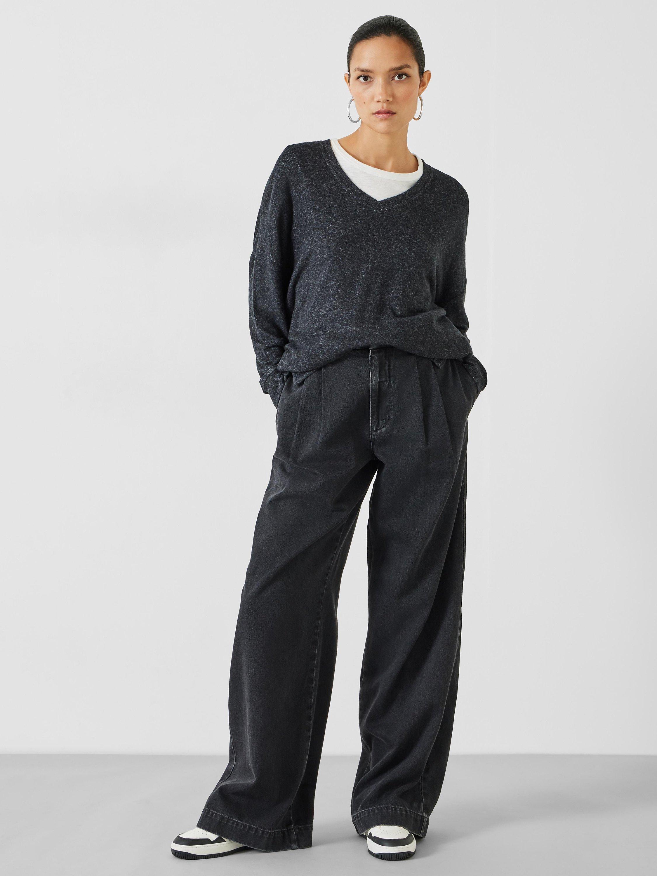 Product image 2 of 5, which shows HUSH Elle V-Neck Lounge Top, Charcoal Marl, XXS