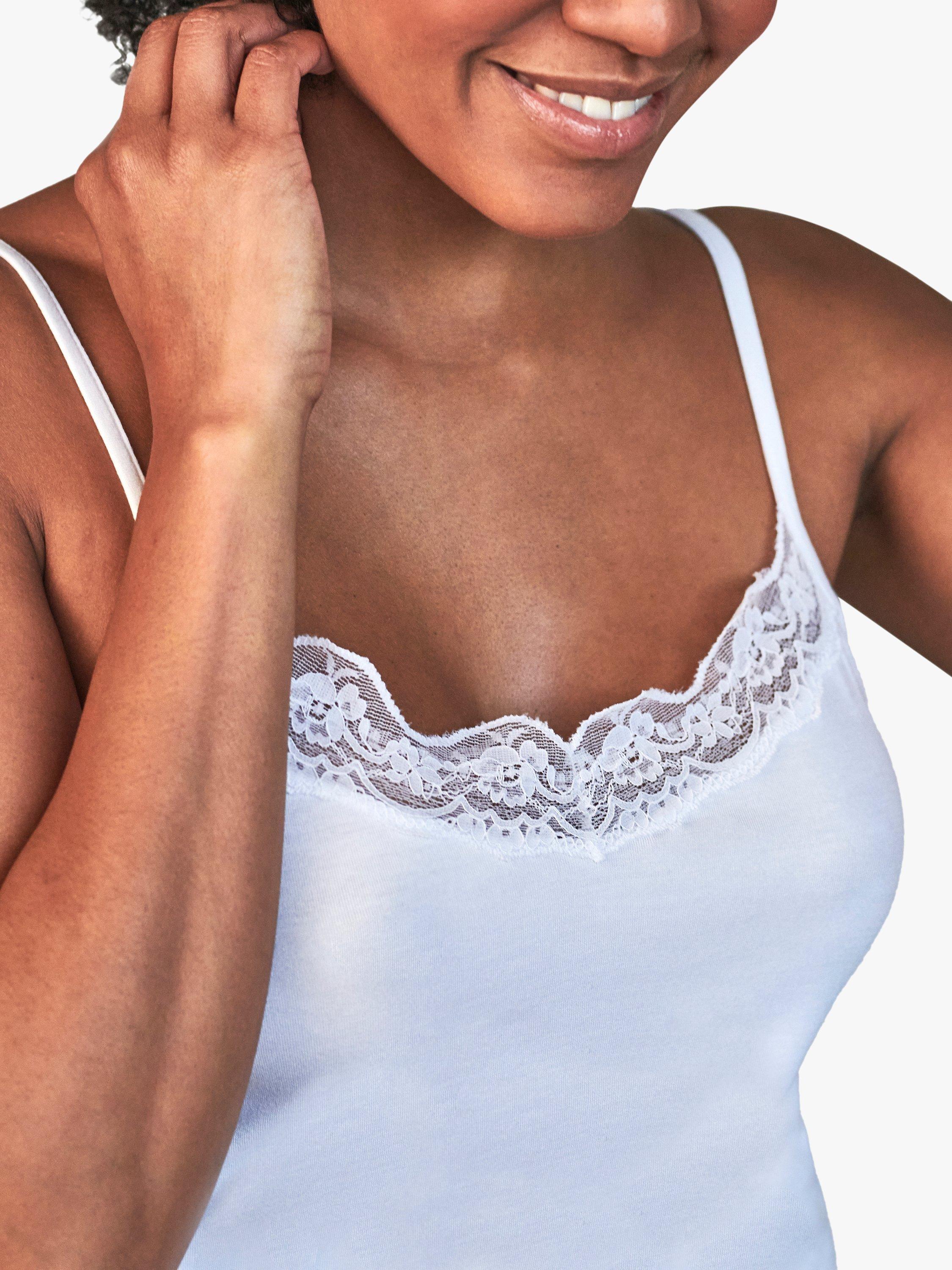 Product image 3 of 3, which shows Pure Collection Lace Trim Cami, White, 8