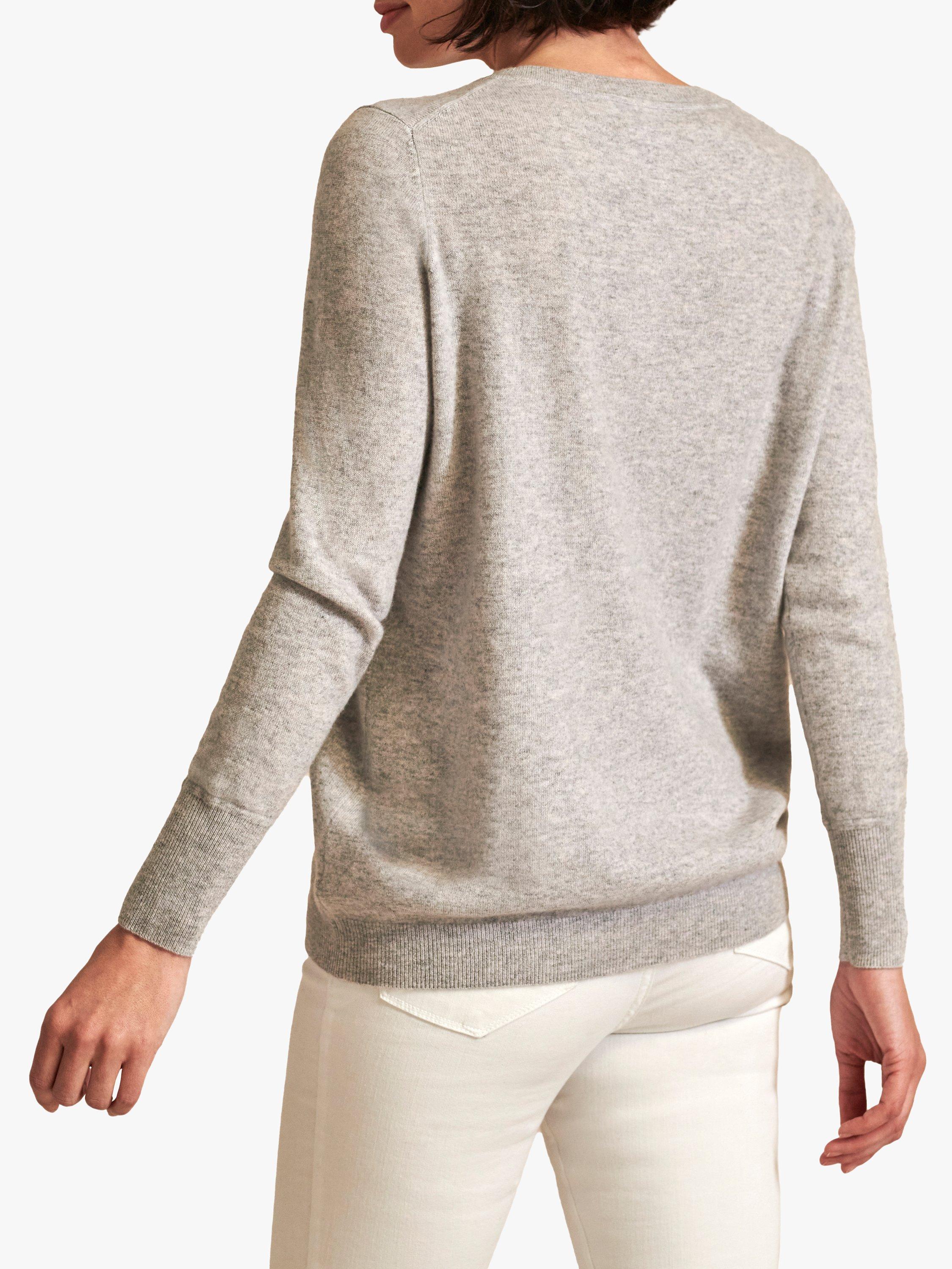 Product image 2 of 3, which shows Pure Collection Cashmere Boyfriend Jumper, Heather Dove, 8