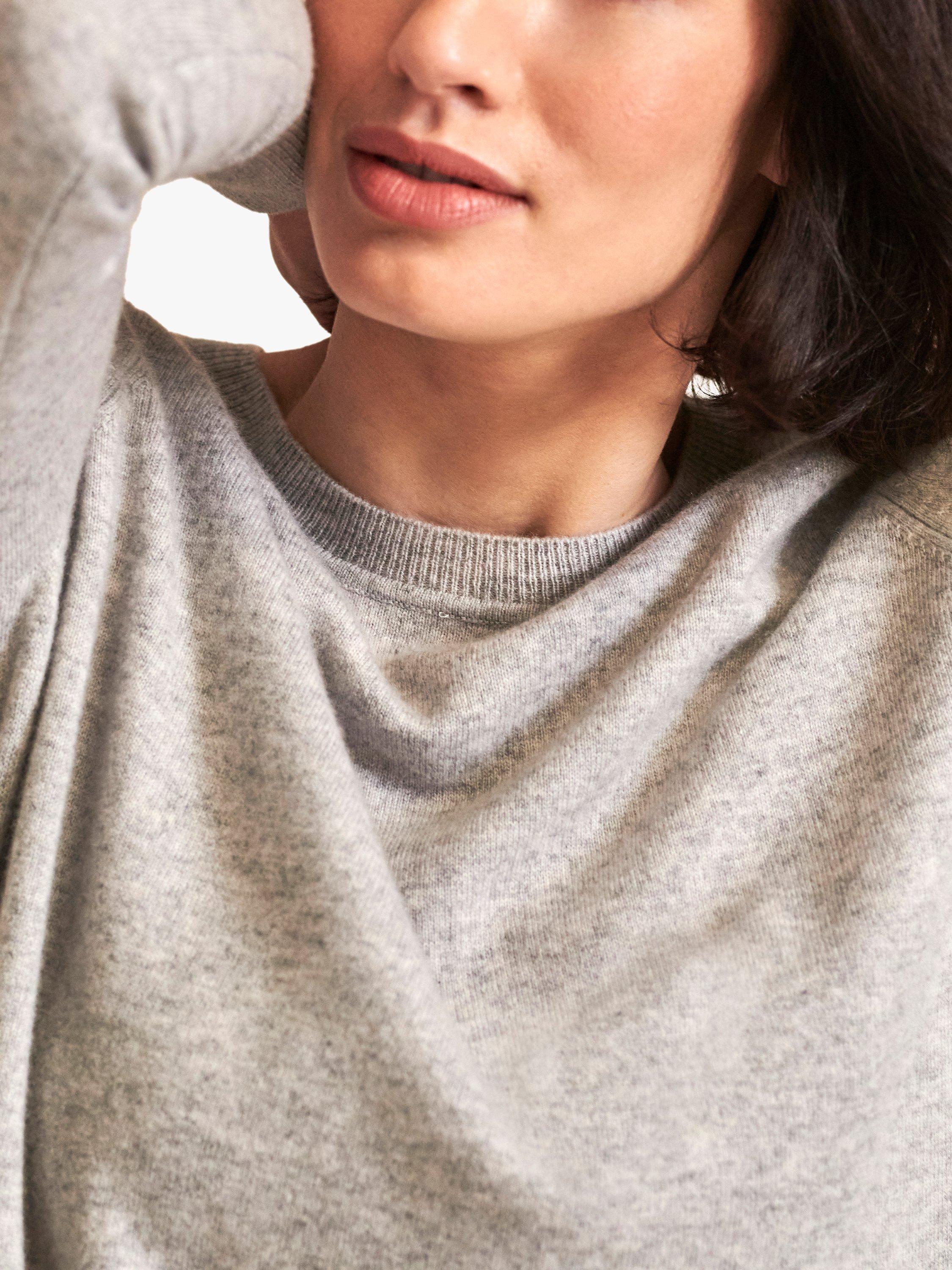 Product image 3 of 3, which shows Pure Collection Cashmere Boyfriend Jumper, Heather Dove, 8