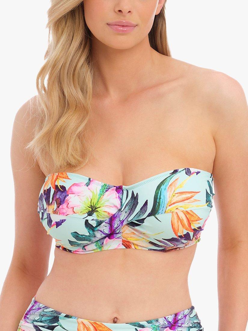 Fantasie Paradiso Bandeau Bikini Top, Soft Mint/Multi