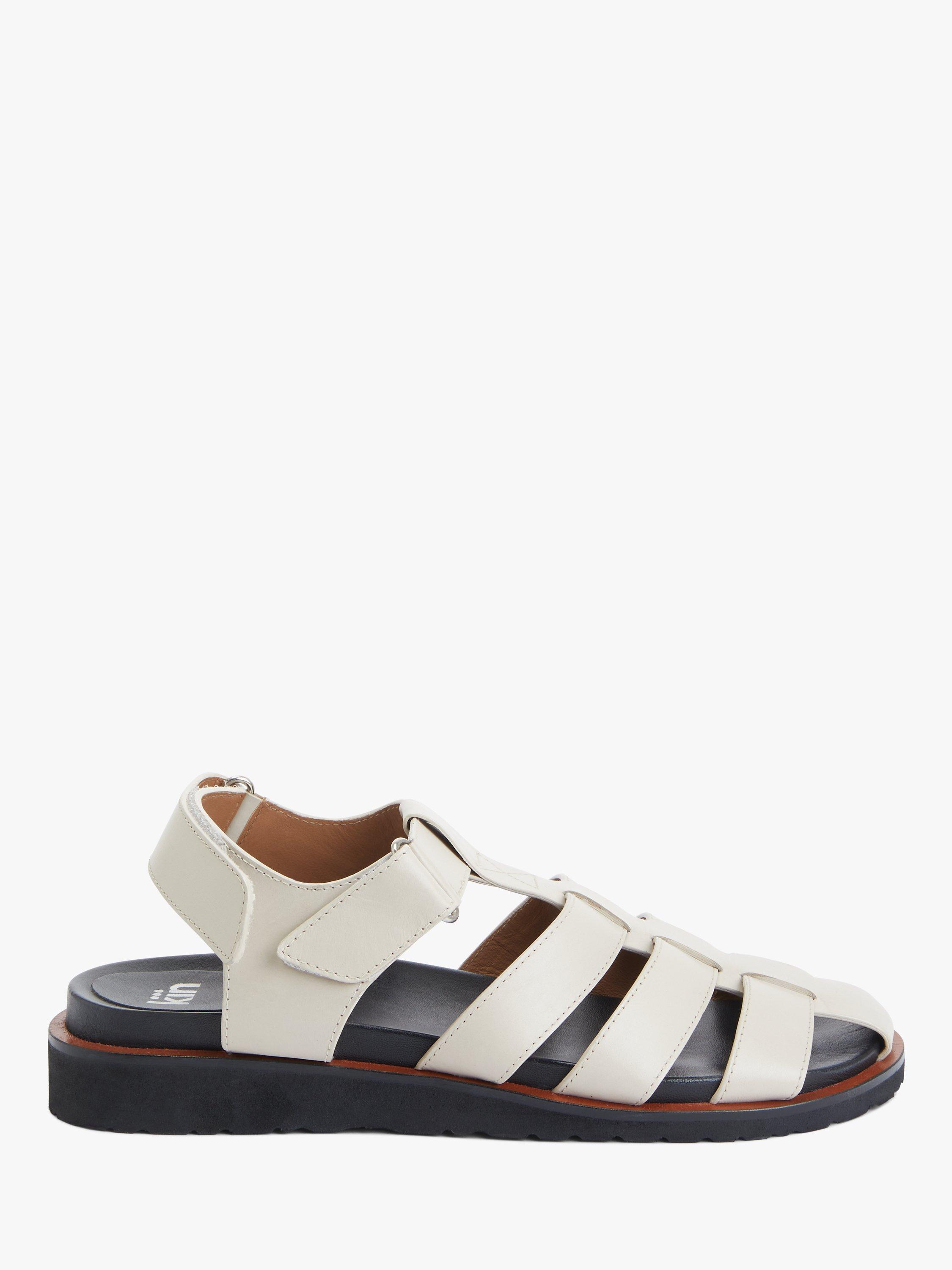 Kin Lilibet Leather Fisherman Cage Sandals, White, 7