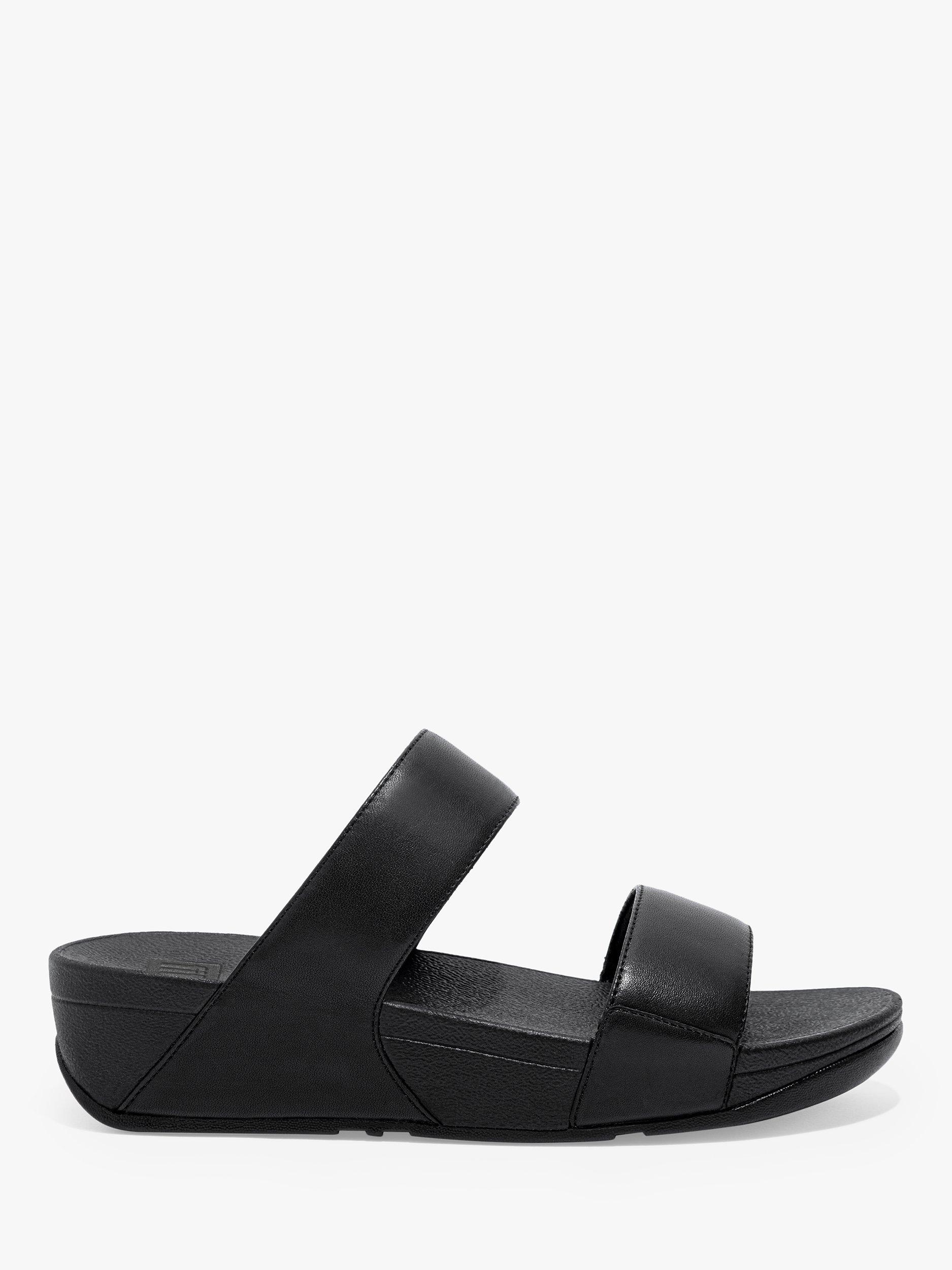 FitFlop Lulu Leather Slider Sandals, All Black, 3