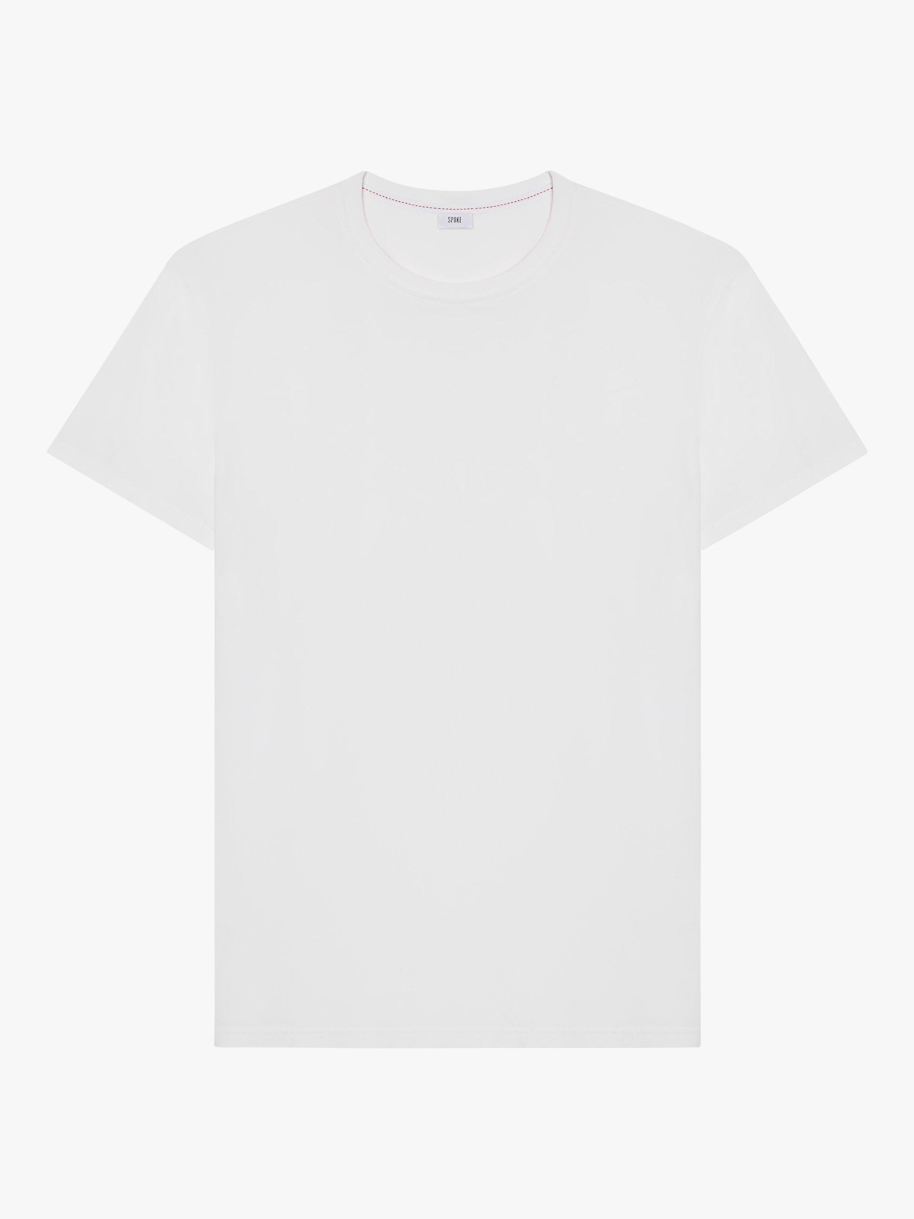 SPOKE Cotton Straight Fit Crew Neck T-Shirt, White, S Regular