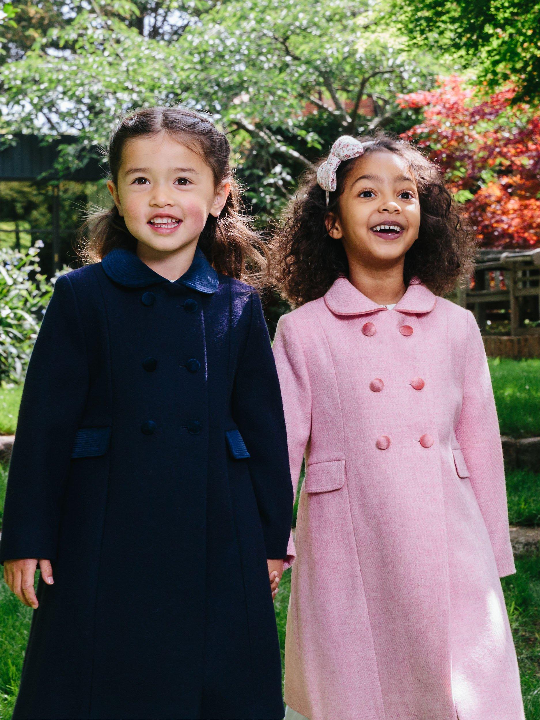 Product image 9 of 10, which shows Trotters Kids' Classic Wool Longline Coat, Pink, 2 years
