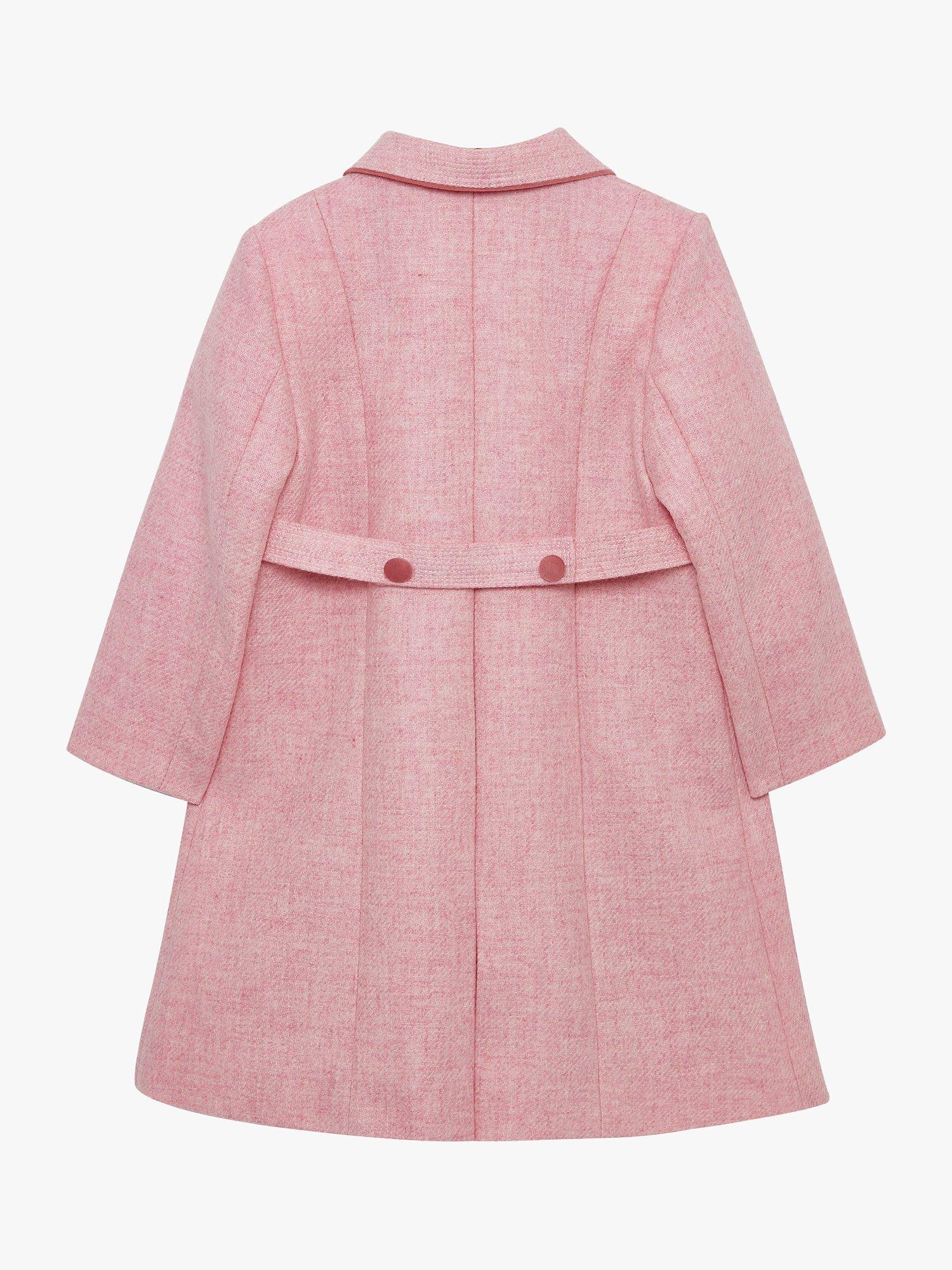 Product image 2 of 10, which shows Trotters Kids' Classic Wool Longline Coat, Pink, 2 years
