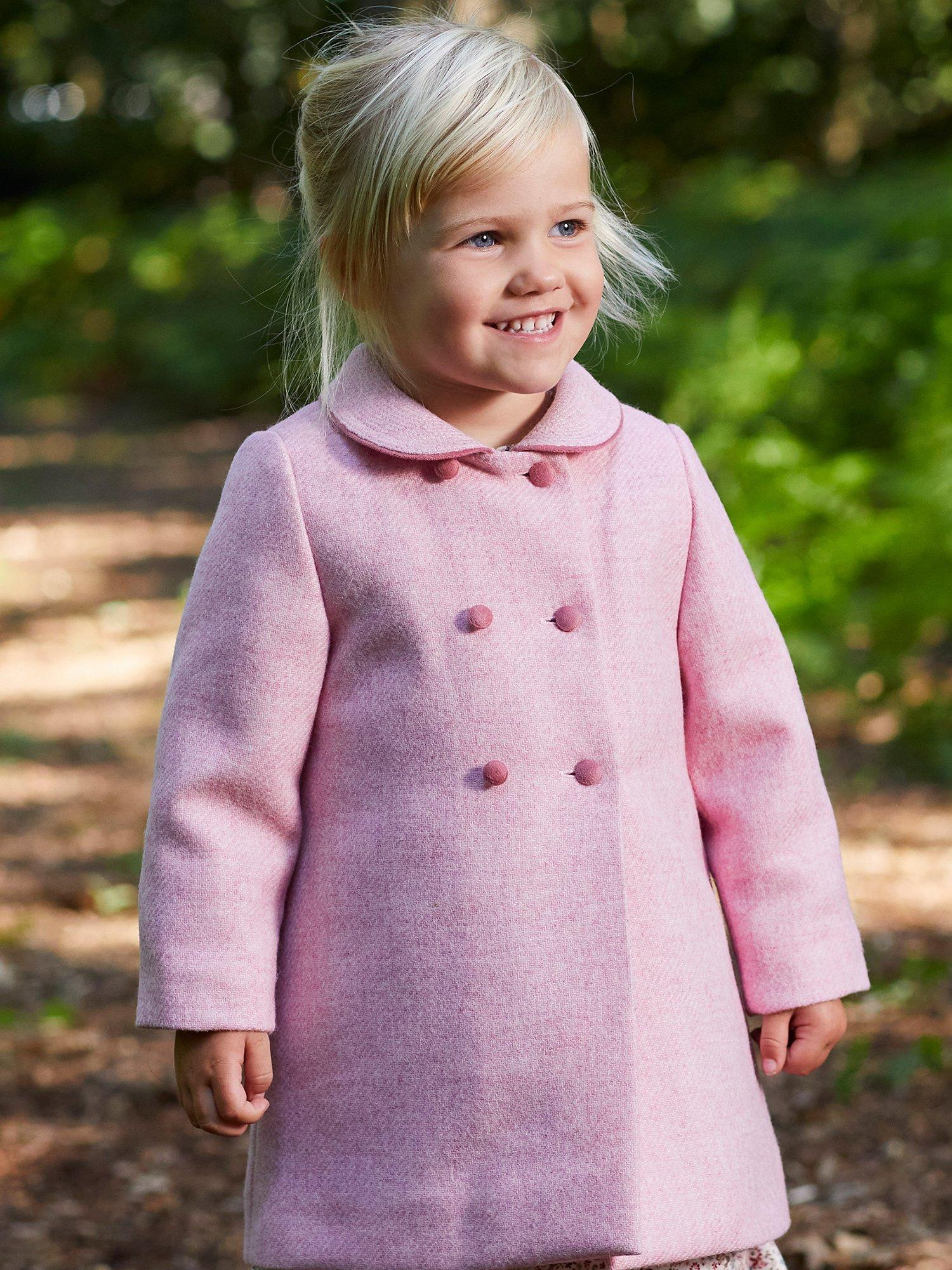 Product image 3 of 3, which shows Trotters Baby Classic Wool Short Coat, Pink, 12-18 months
