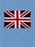 Trotters Baby George Union Jack Graphic Jumper, Pale Blue