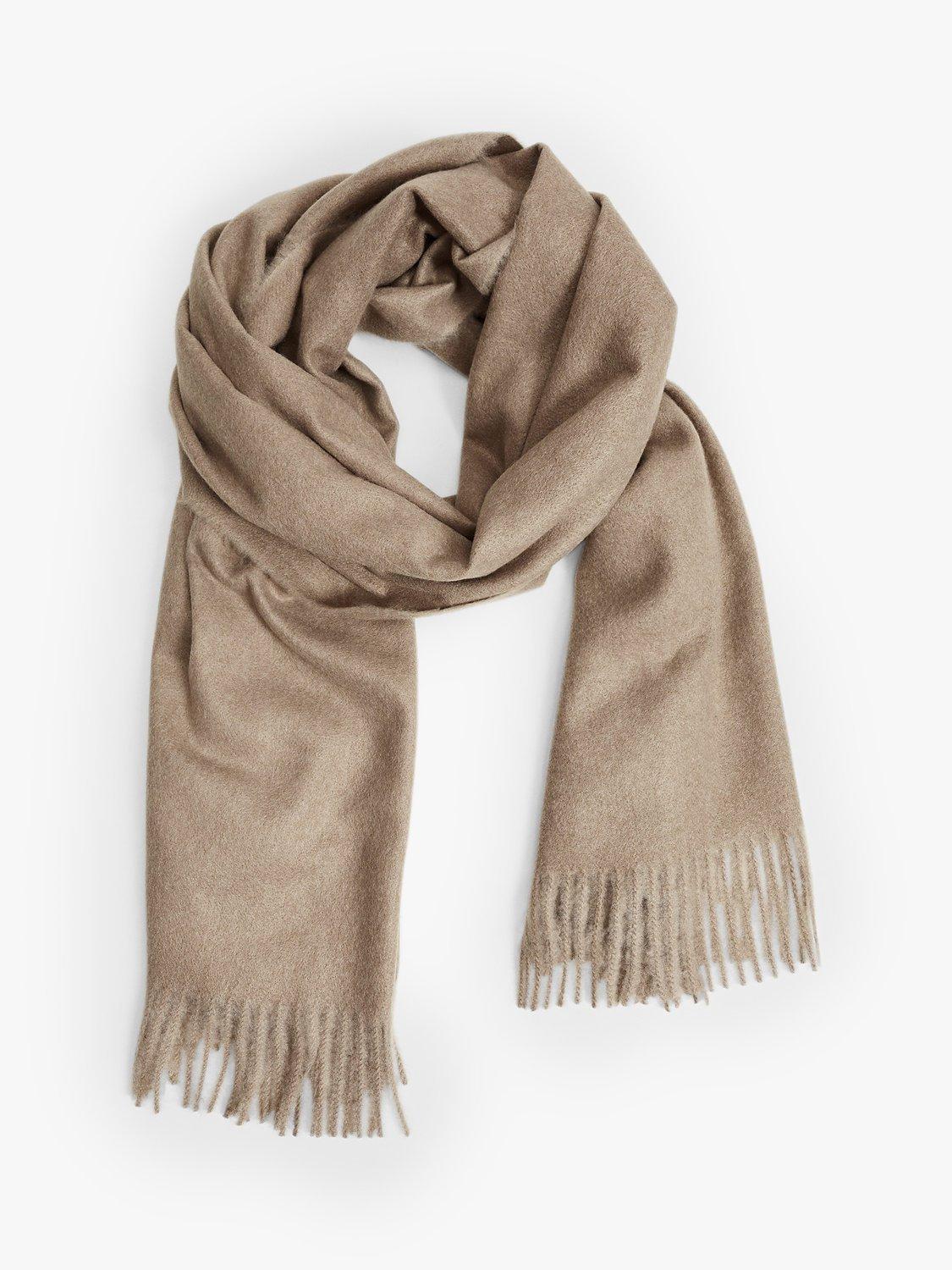 Mango Sweet Fringe Scarf, Pastel Brown, One Size