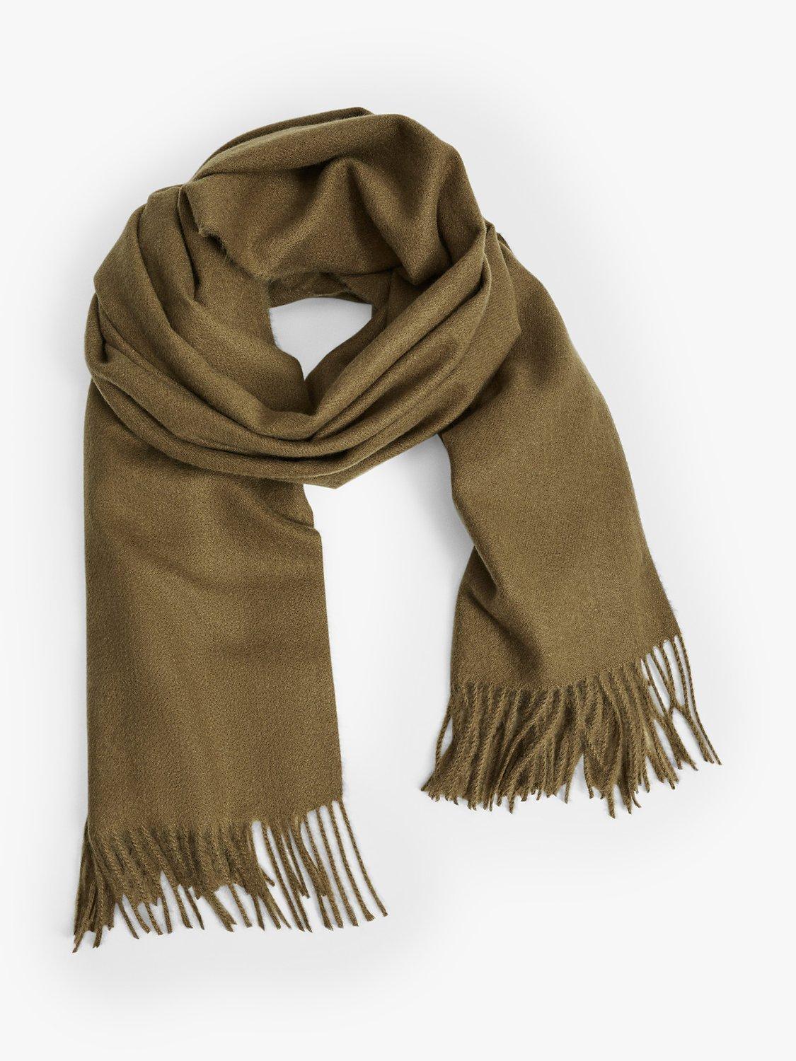 Mango Sweet Fringe Scarf Olive Green One Size