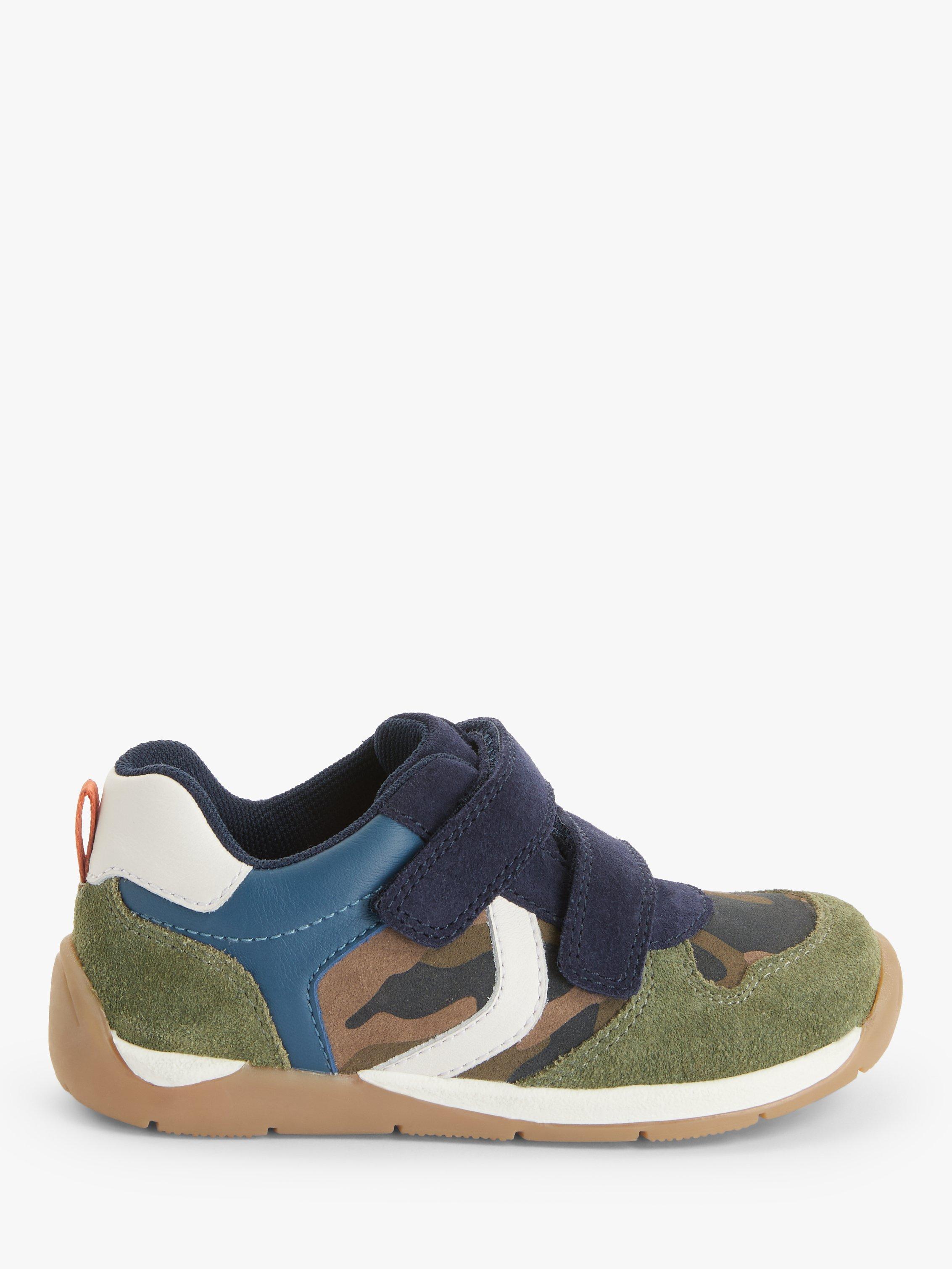 John Lewis Kids' Camo Double Riptape Trainers, Khaki