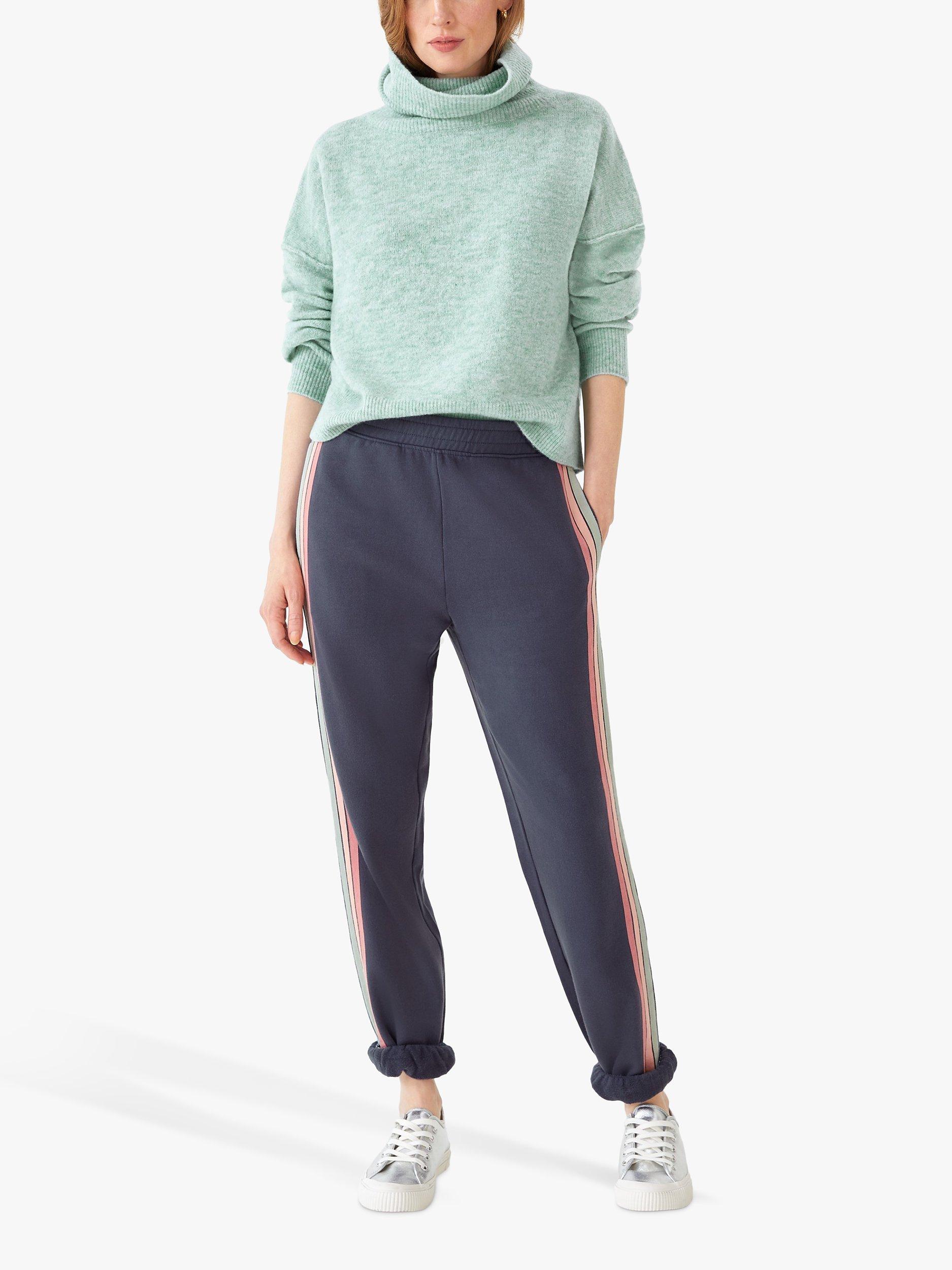 HUSH Nyla Stripe Detail Organic Cotton Joggers, Ebony, 8