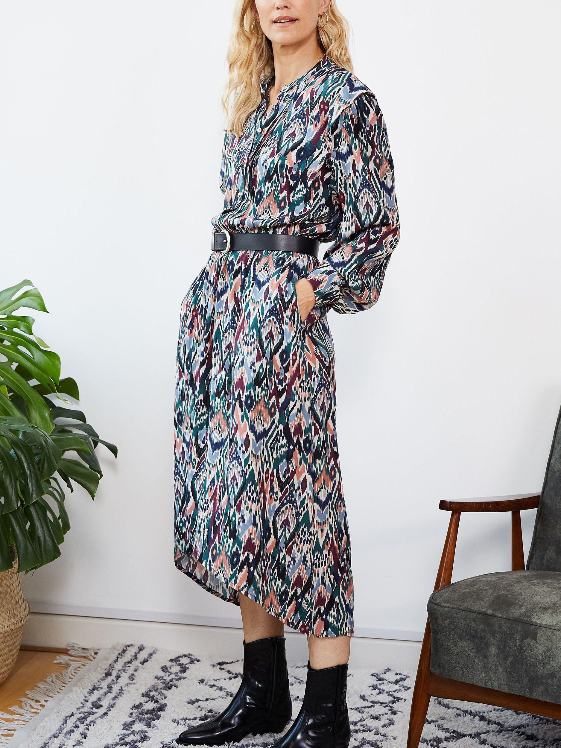 Baukjen Keilani Ikat Print Midi Dress, Multi