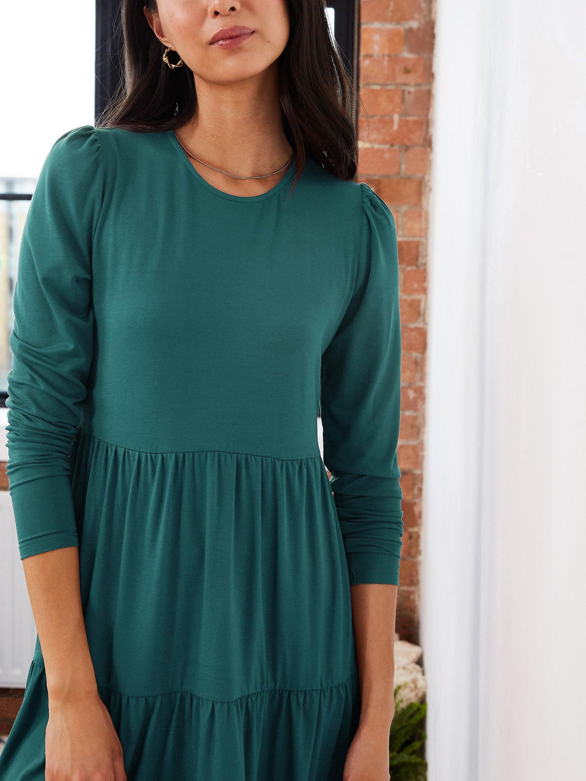 Baukjen Karin Tiered Hem Mini Dress, Pine Green