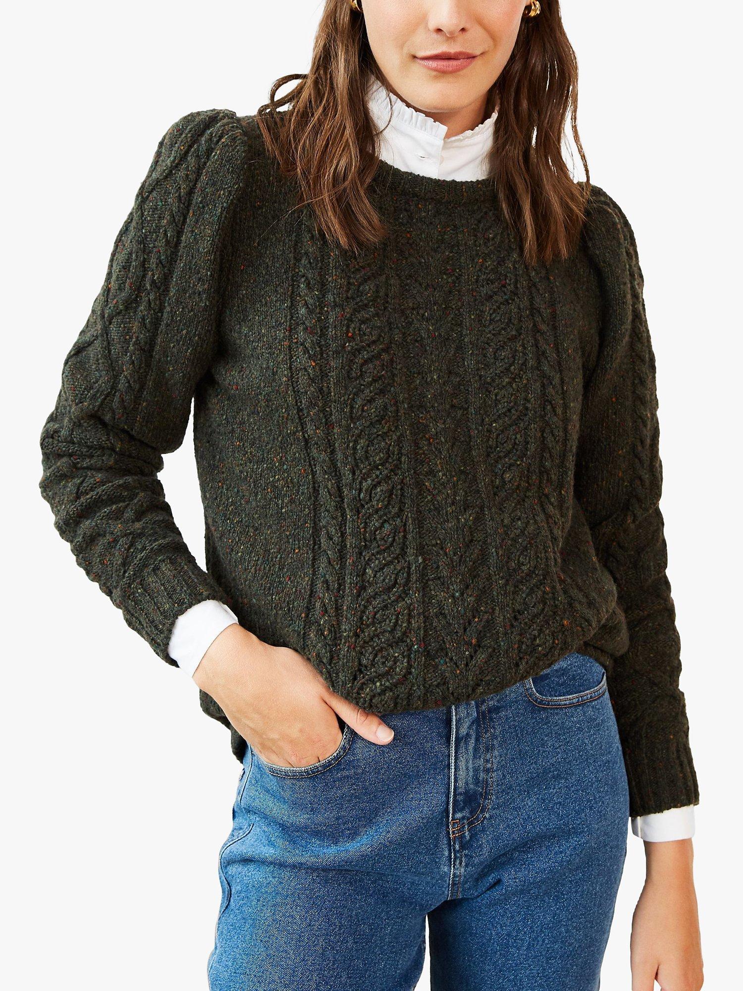 Baukjen Jody Cable Knit Jumper, Khaki Fleck