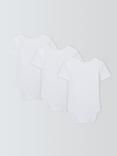 John Lewis Baby Safari Animal Embroidery Short Sleeve Bodysuits, Pack of 3, White