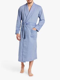 British Boxers Herringbone Cotton Twill Dressing Gown - view 2, Garrison Blue