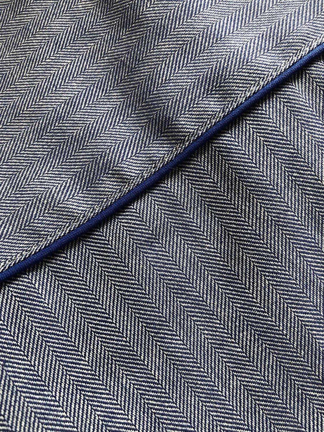 Product image 8 of 9, which shows British Boxers Herringbone Cotton Twill Dressing Gown, Garrison Blue, S