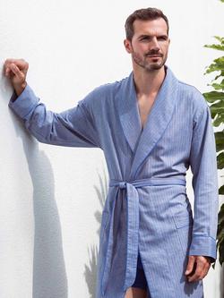 British Boxers Herringbone Cotton Twill Dressing Gown, Garrison Blue