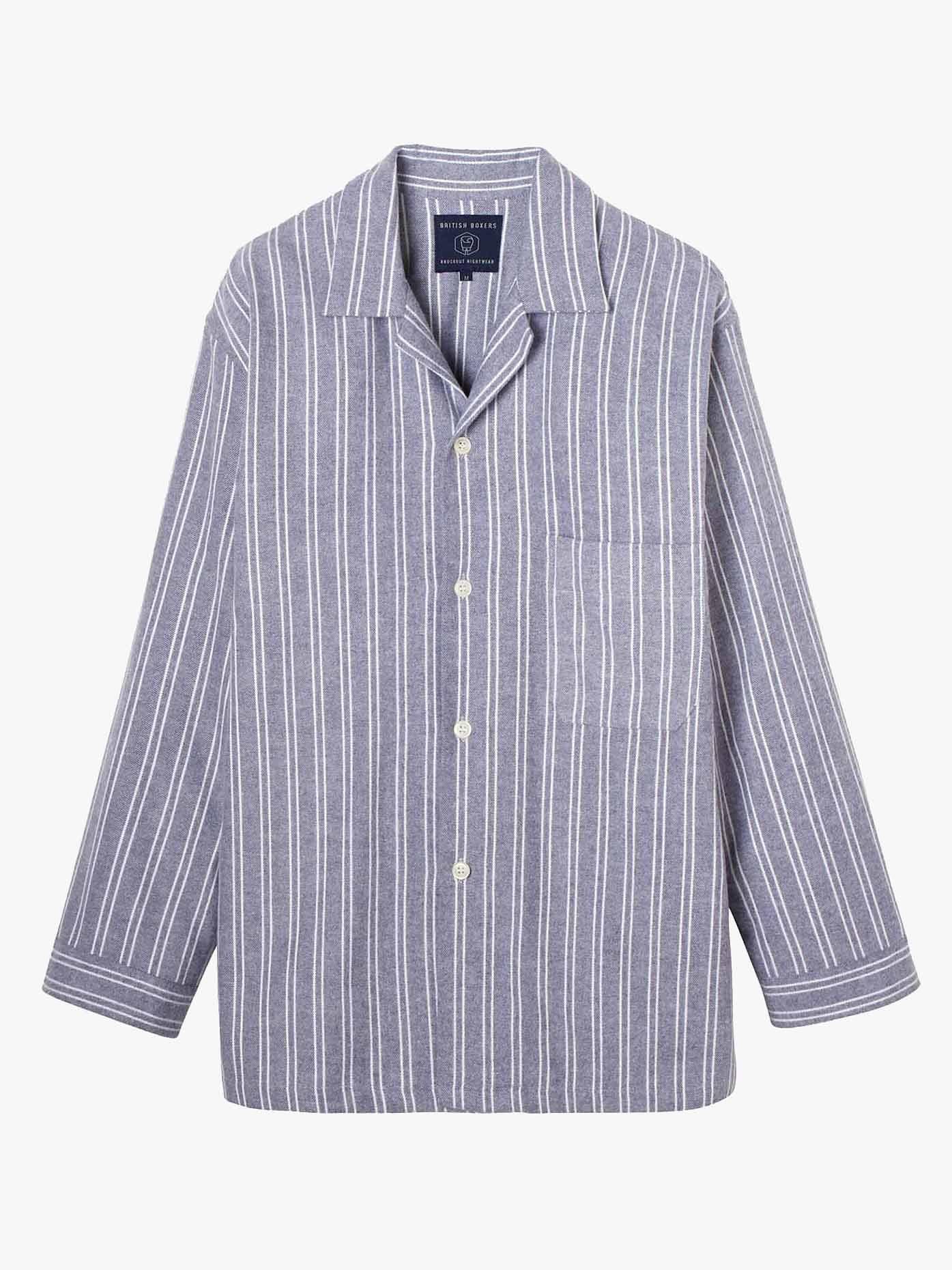 Product image 3 of 4, which shows British Boxers Westwood Stripe Brushed Cotton Pyjama Set, Grey/White, S