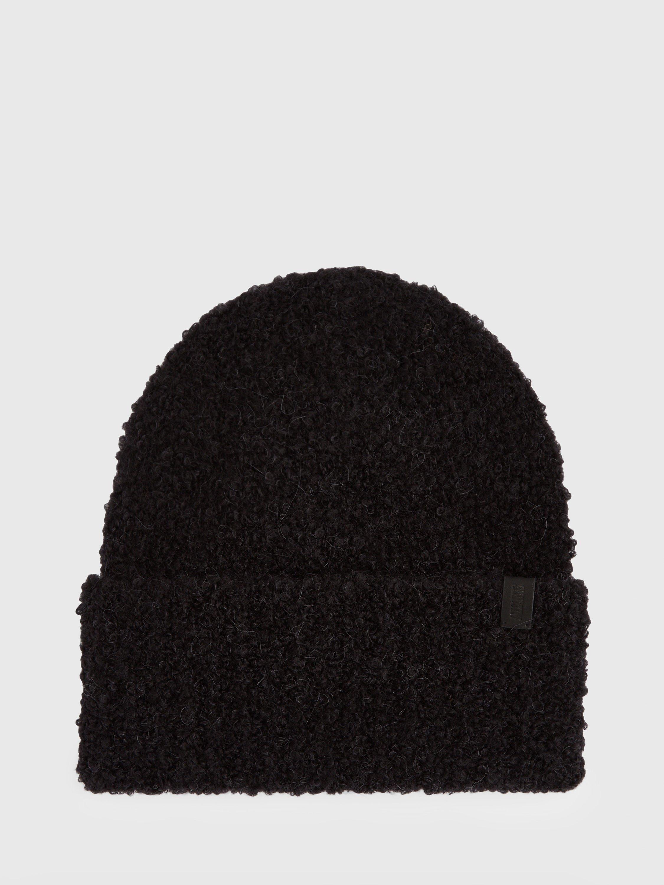 Product image 1 of 5, which shows AllSaints Darby Jersey Stitch Beanie Hat, Black, One Size