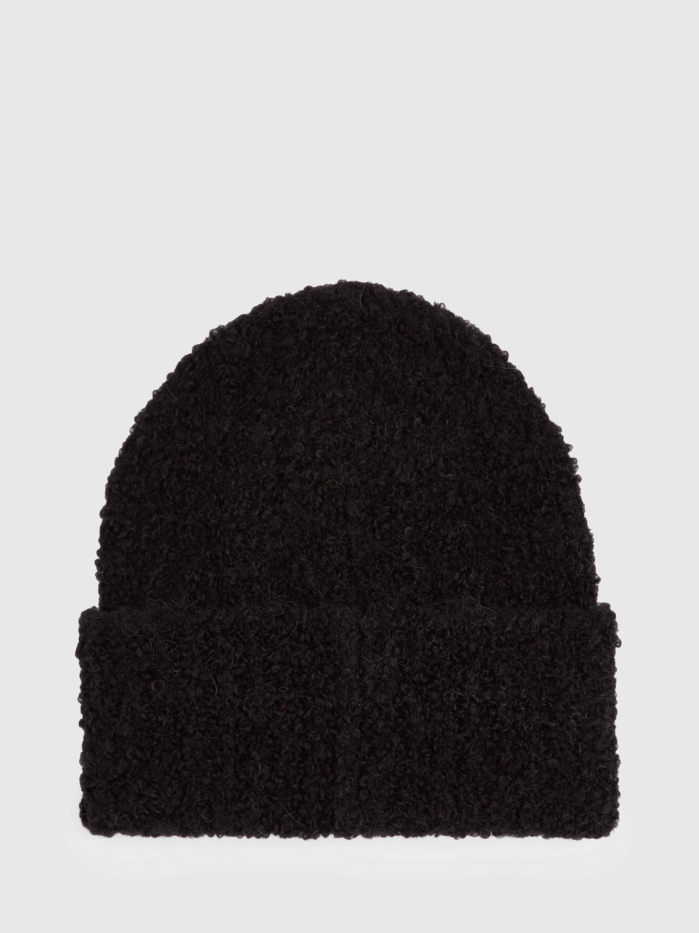 Product image 4 of 5, which shows AllSaints Darby Jersey Stitch Beanie Hat, Black, One Size