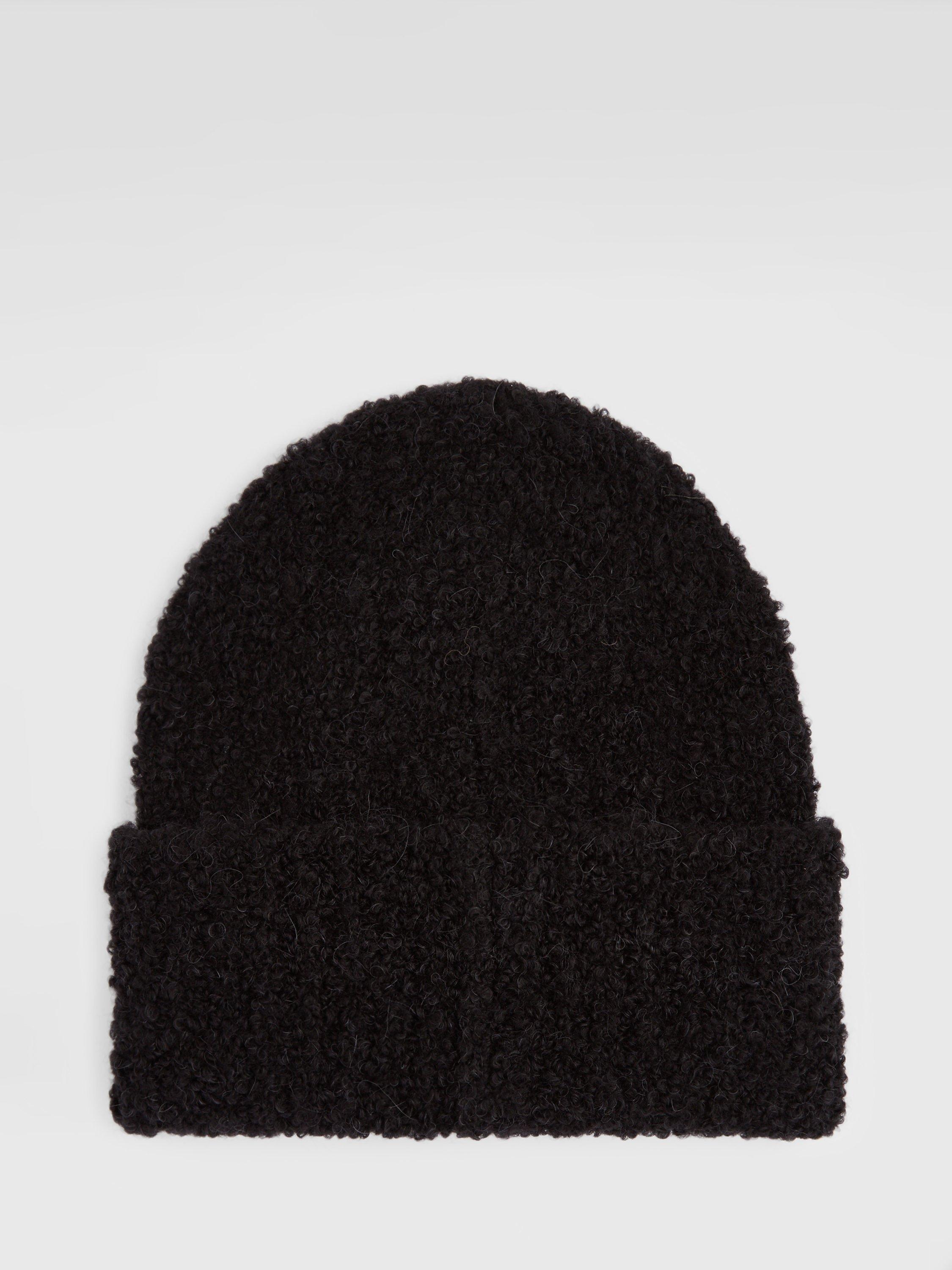 Product image 5 of 5, which shows AllSaints Darby Jersey Stitch Beanie Hat, Black, One Size