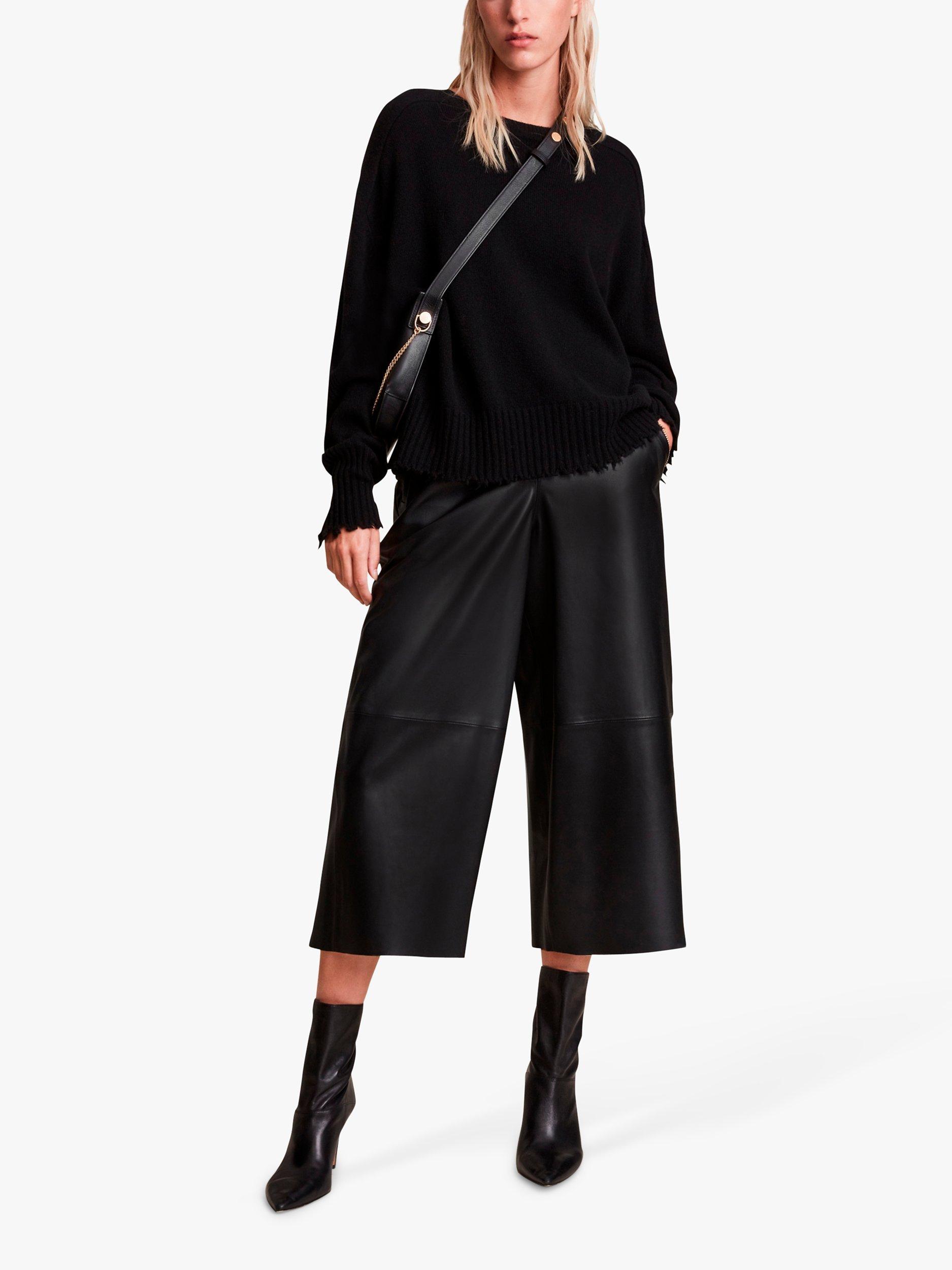 AllSaints Leather Culottes, Black