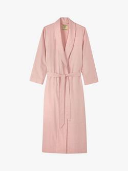 Herringbone Brushed Cotton Dressing Gown - view 2, Powder Pink