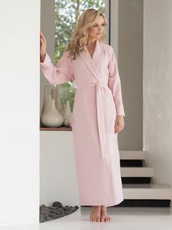 Herringbone Brushed Cotton Dressing Gown, Powder Pink