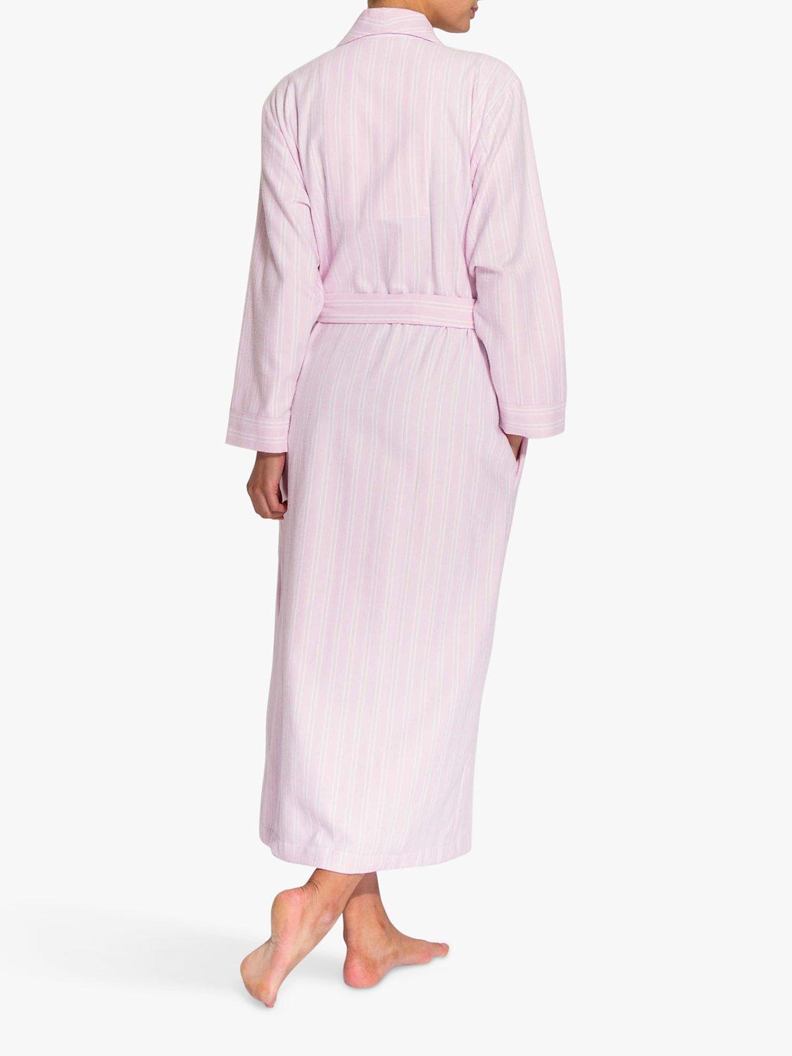 Product image 2 of 7, which shows British Boxers Westwood Stripe Brushed Cotton Dressing Gown, Pink, XS