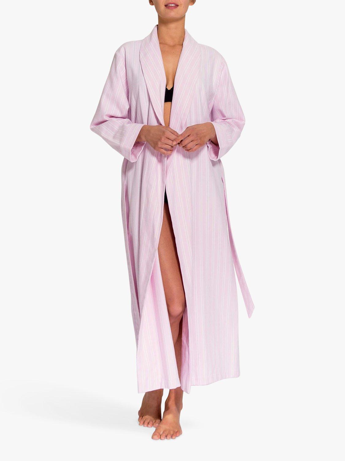 Product image 4 of 7, which shows British Boxers Westwood Stripe Brushed Cotton Dressing Gown, Pink, XS