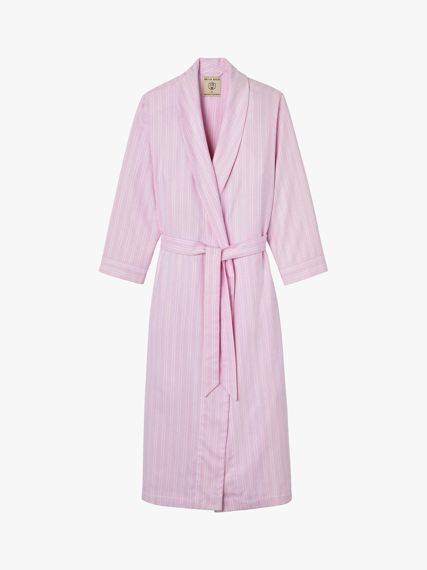 Product image 5 of 7, which shows British Boxers Westwood Stripe Brushed Cotton Dressing Gown, Pink, XS