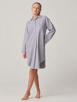 British Boxers Stripe Brushed Cotton Nightshirt, Pebble