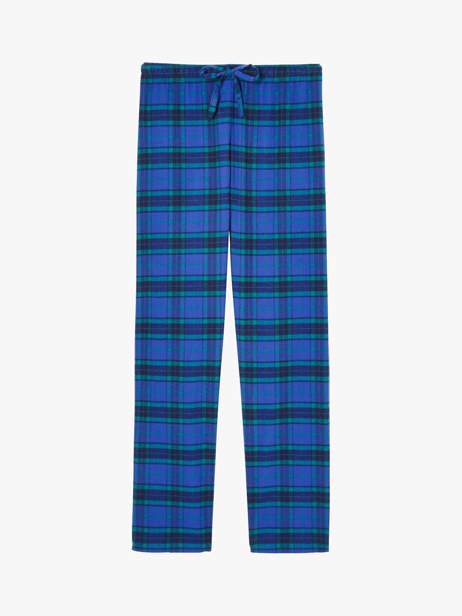 British Boxers Tartan Brushed Cotton Pyjama Trousers, Midnight, XS