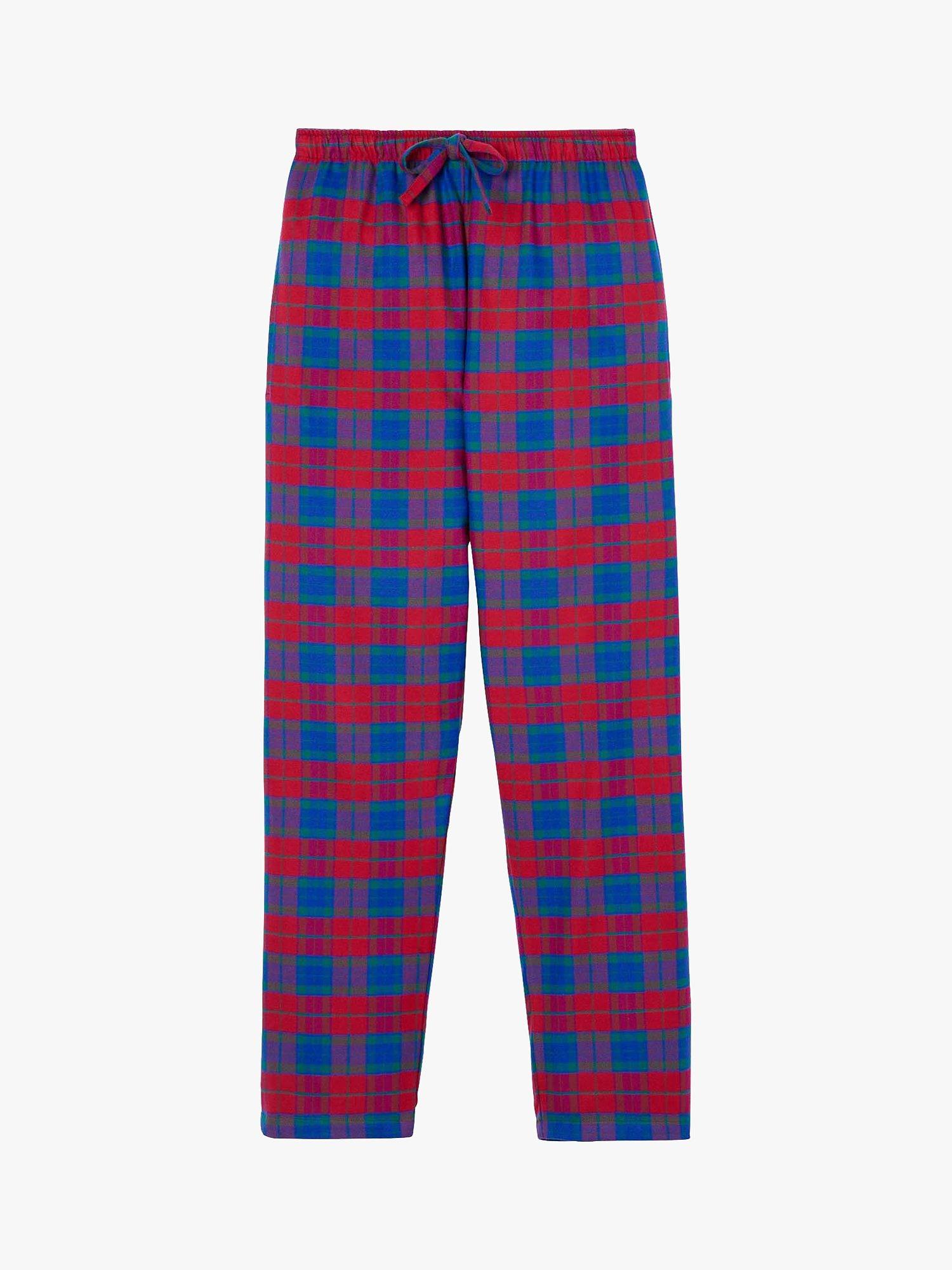 British Boxers Tartan Brushed Cotton Pyjama Set, Bordeaux, XS