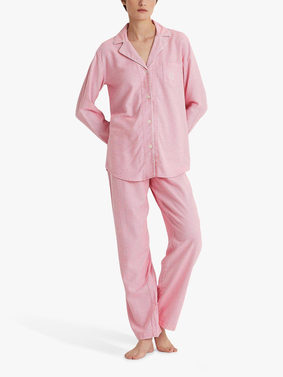 Lauren Ralph Lauren Brushed Twill Check Pyjama Set, Pink