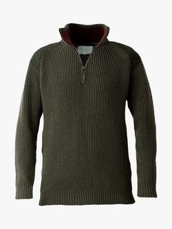 Celtic & Co. Merino Wool Ribbed Half Zip Jumper - view 2, Green