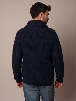 Celtic & Co. Wool Waffle Stitch Cardigan - view 2, Dark Navy