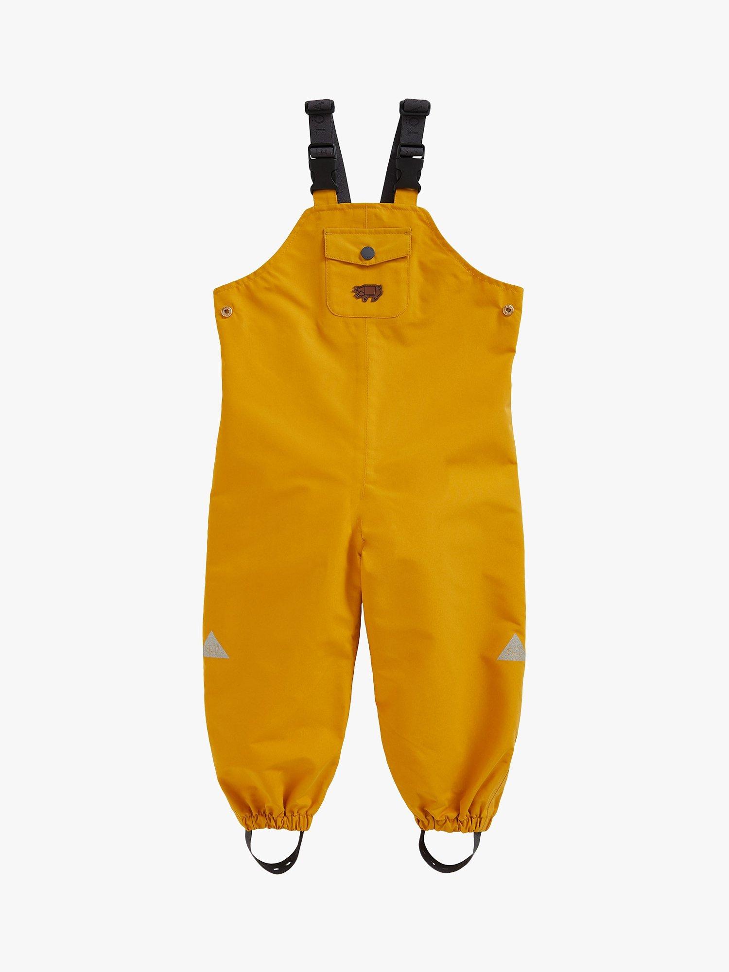 Trotters Kids' Waterproof Dungarees by Toastie, Yellow, XS