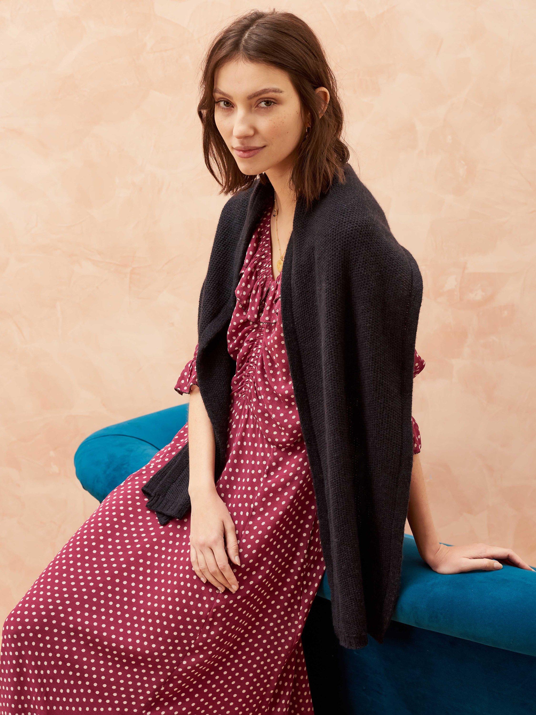 Brora Cashmere Knitted Scarf, Midnight