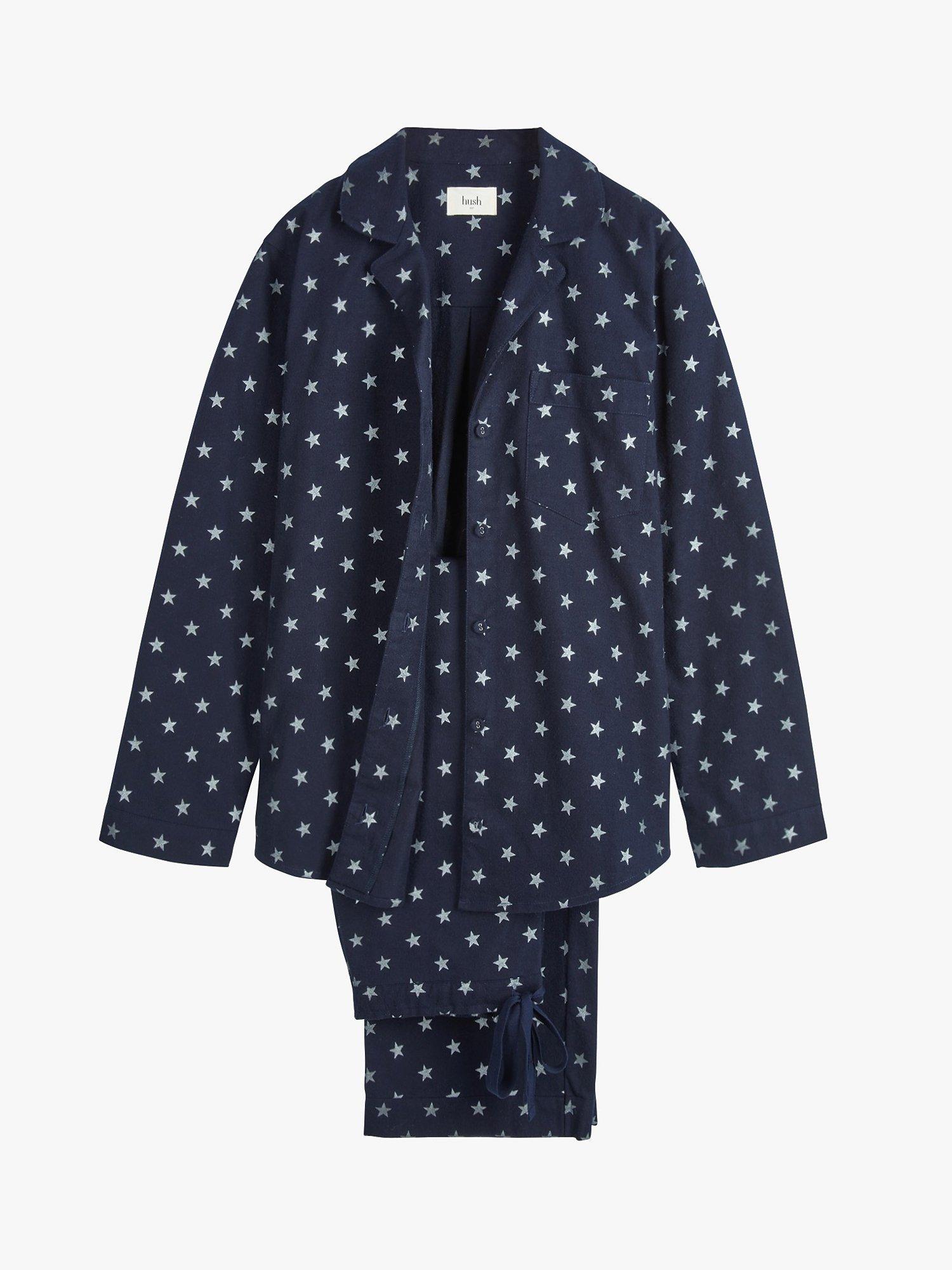 Product image 4 of 5, which shows HUSH Joy Star Organic Cotton Flannel Pyjama Set, Navy, XXS