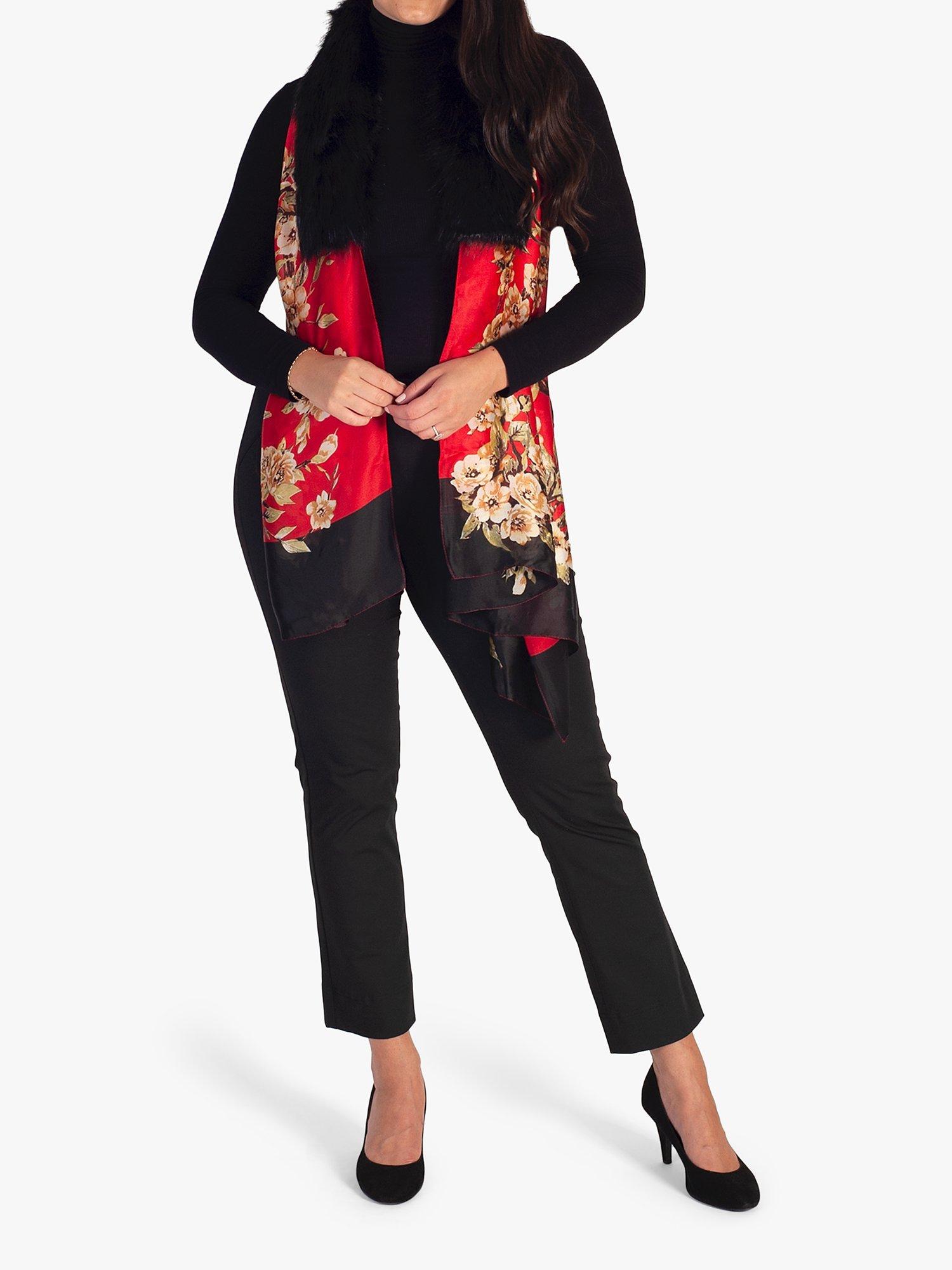 Product image 3 of 6, which shows chesca Floral Print Scarf, Red/Multi
