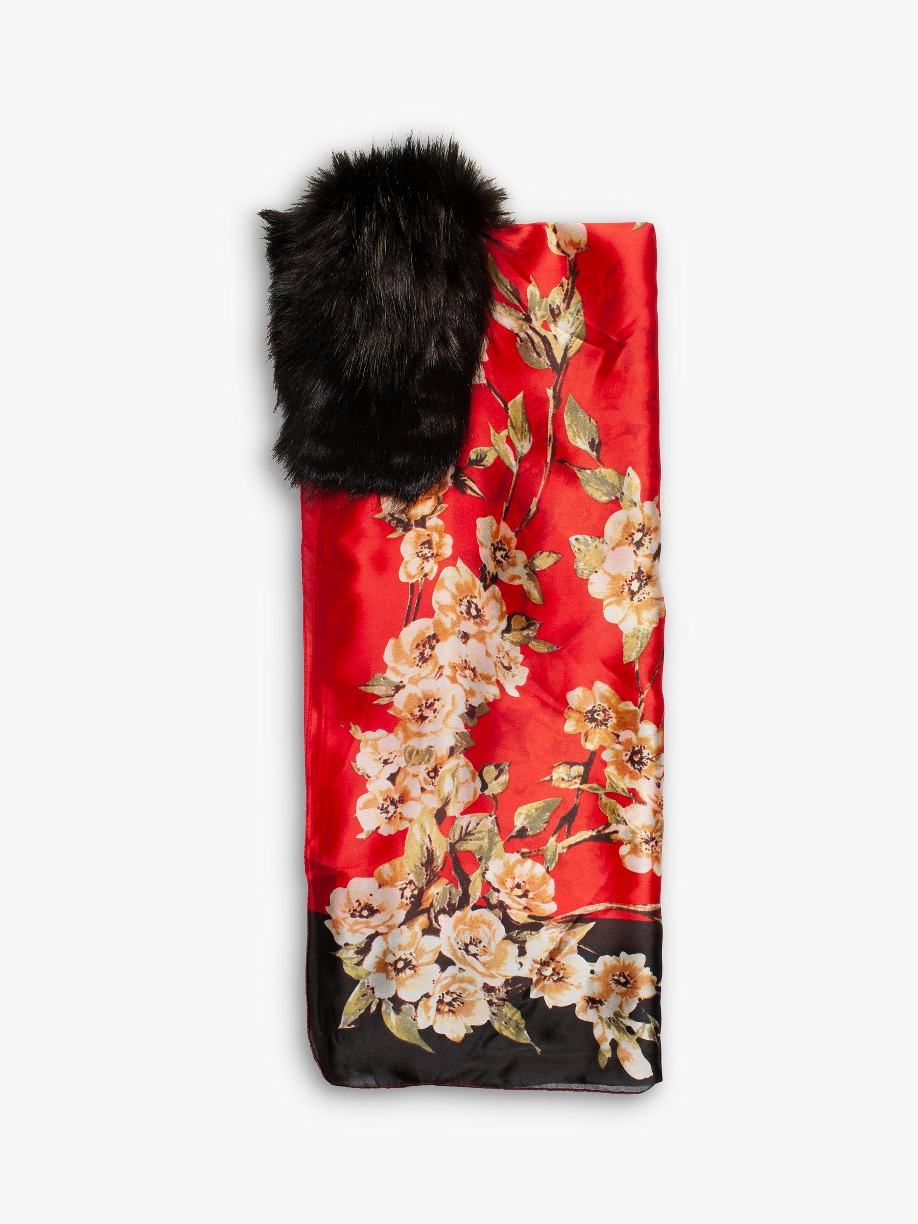 Product image 5 of 6, which shows chesca Floral Print Scarf, Red/Multi