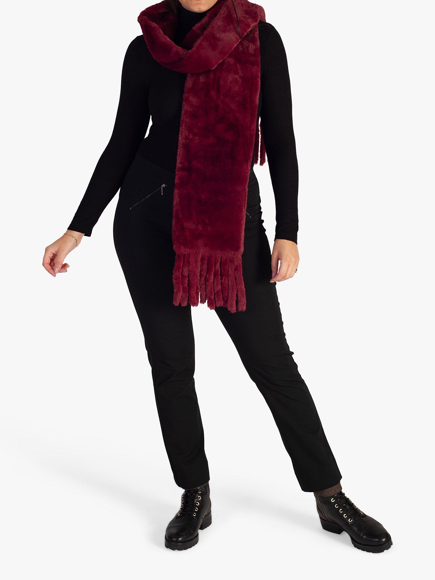 chesca Faux Fur Scarf, Berry, One Size