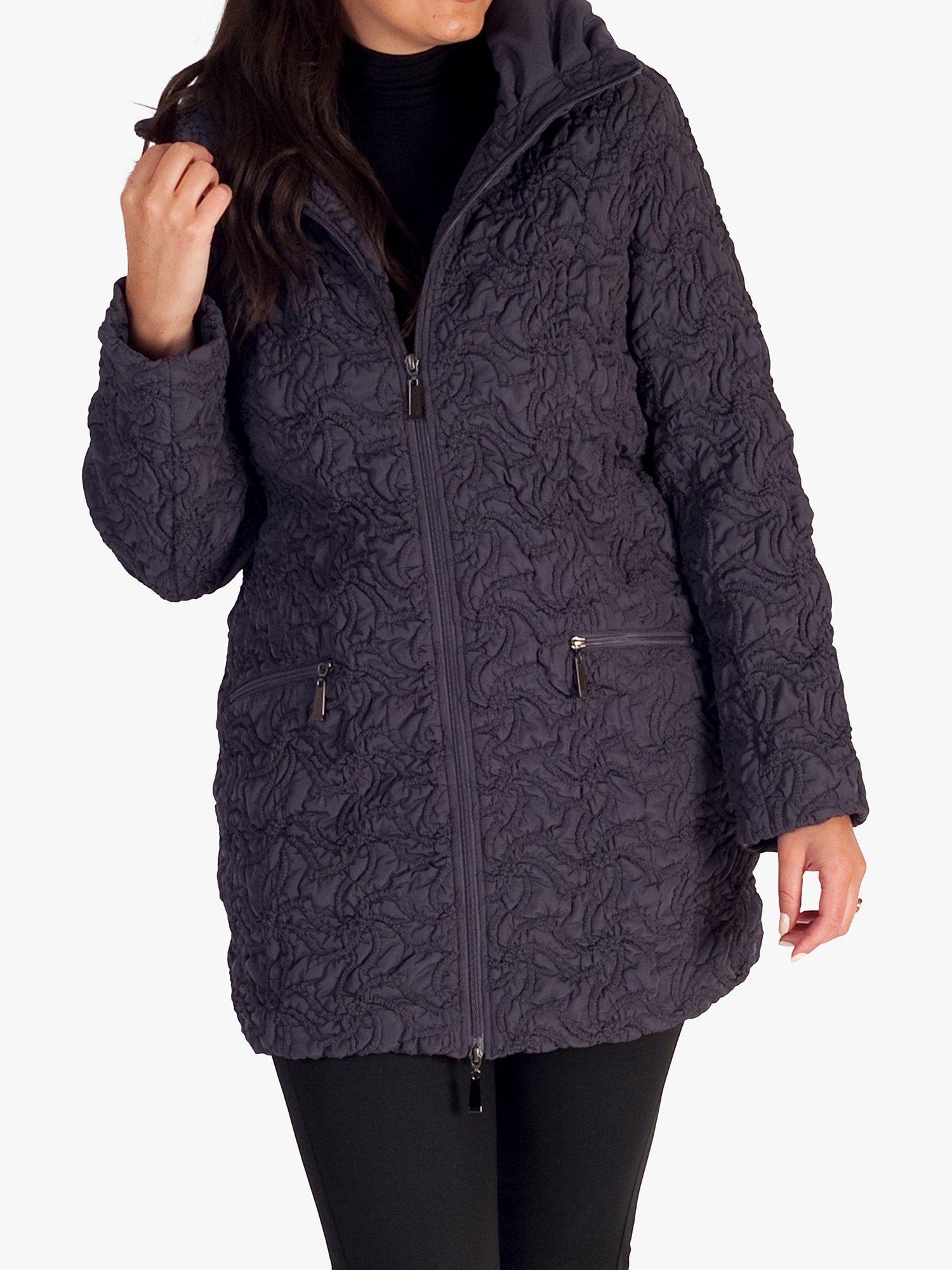 Chesca Squiggle Embroidered Quilted Coat, Dark Amethyst