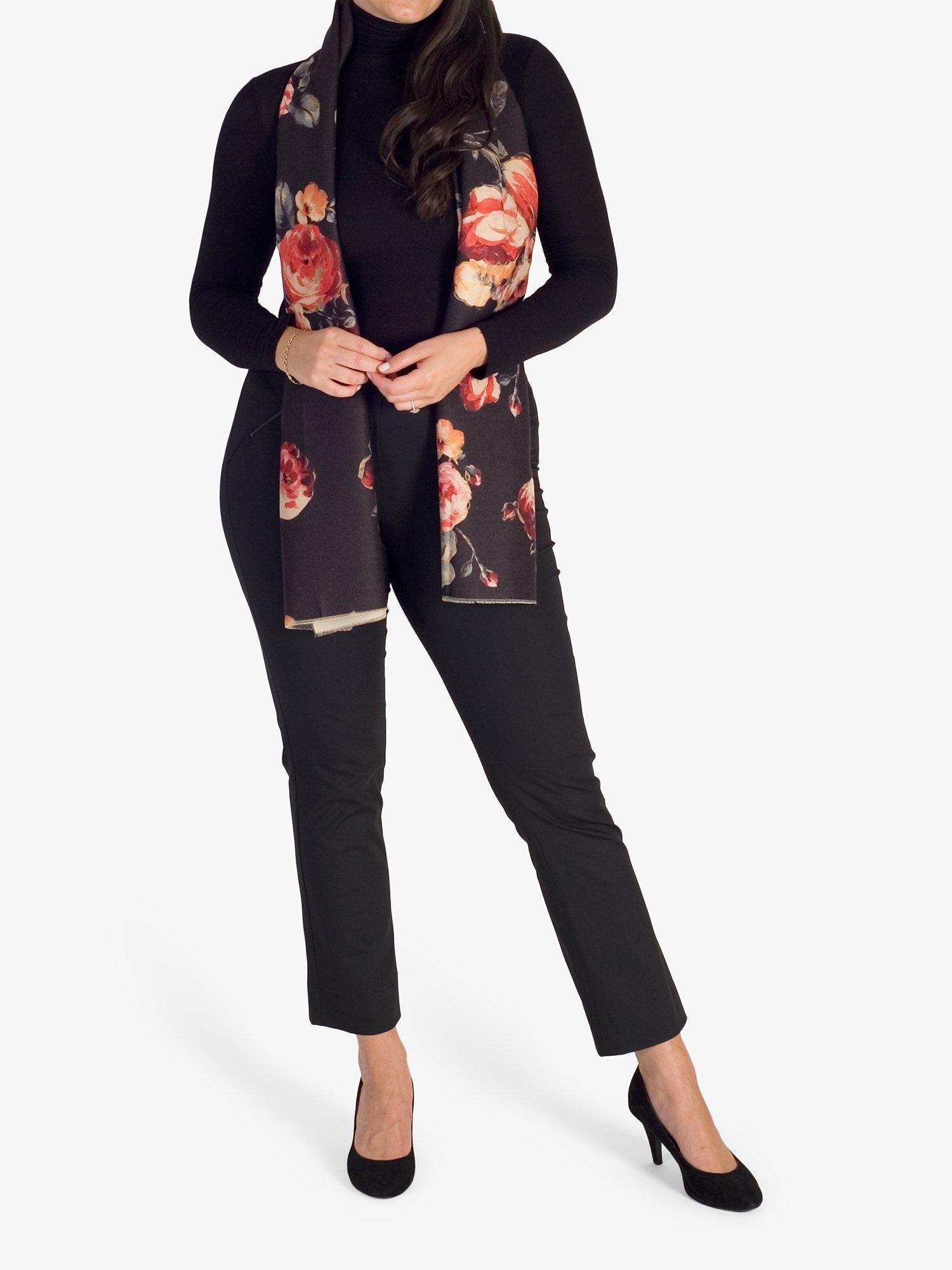 Product image 1 of 6, which shows chesca Floral Print Scarf, Black/Multi