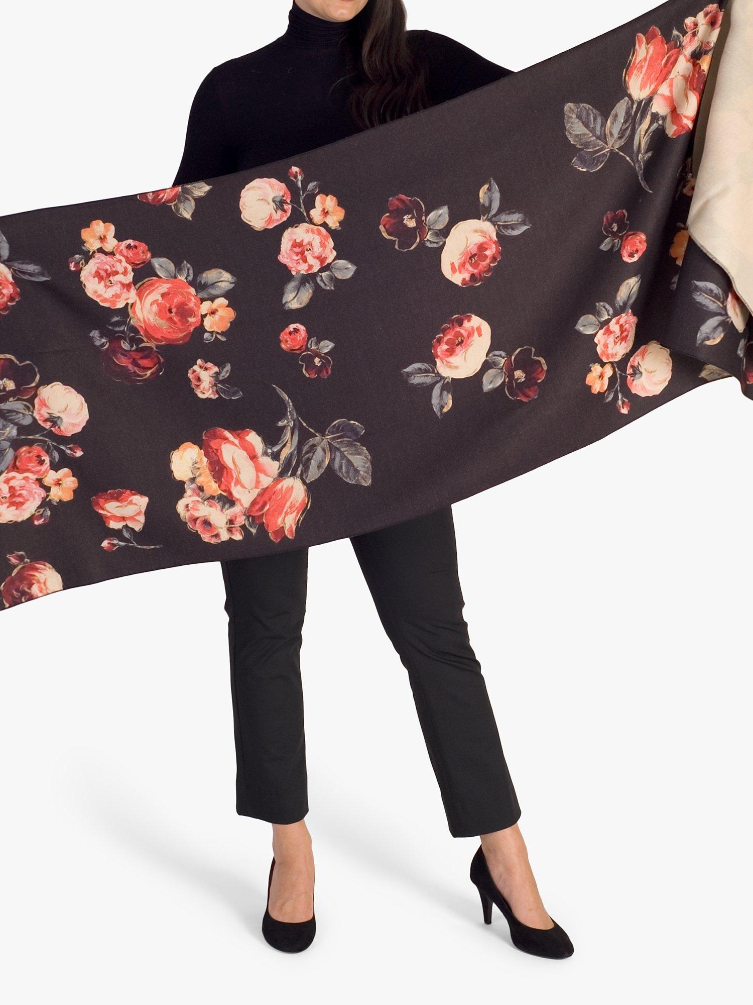 Product image 2 of 6, which shows chesca Floral Print Scarf, Black/Multi